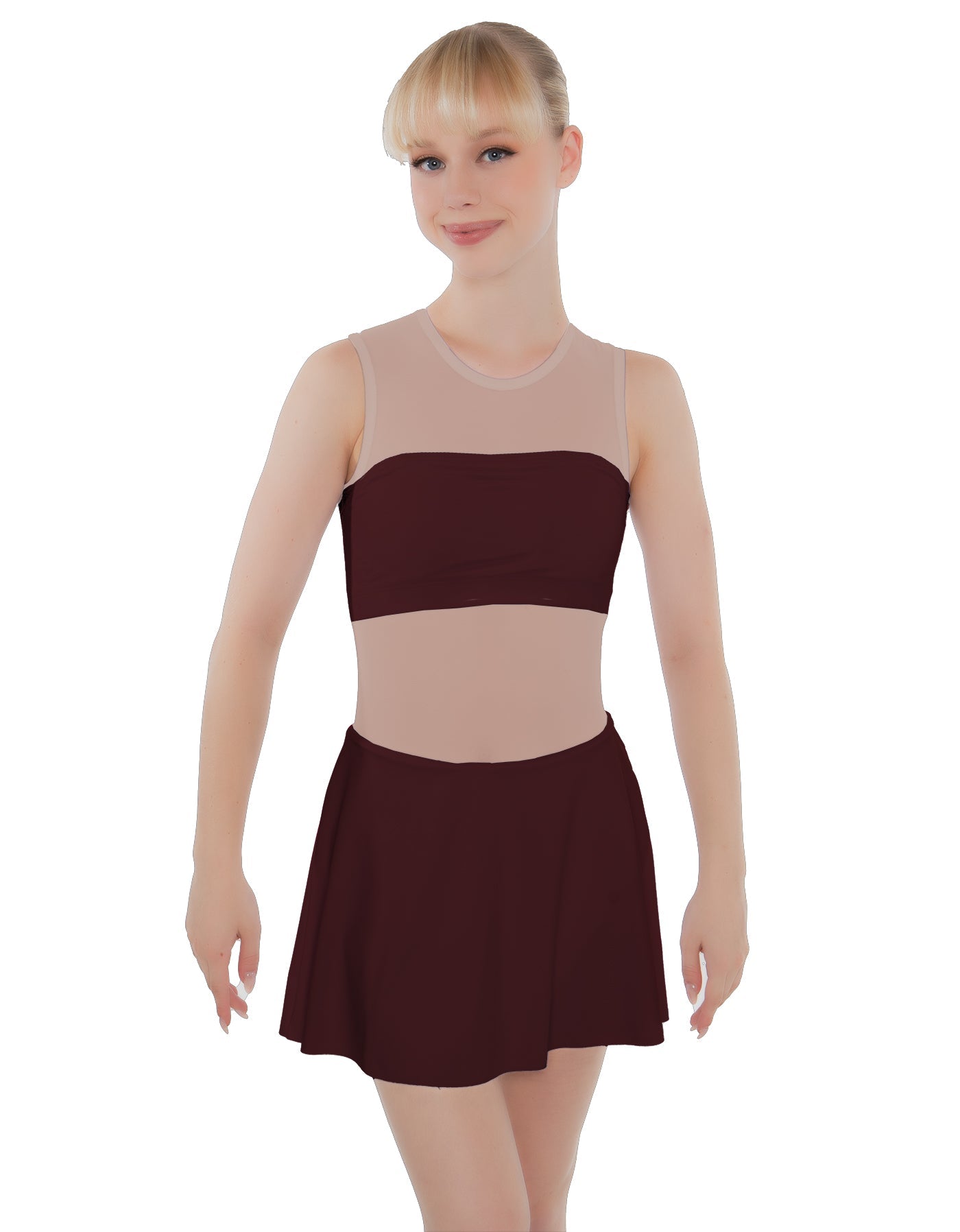 Solid Lycra Sleeveless Open Back Mesh Dress Lycra Bandeau