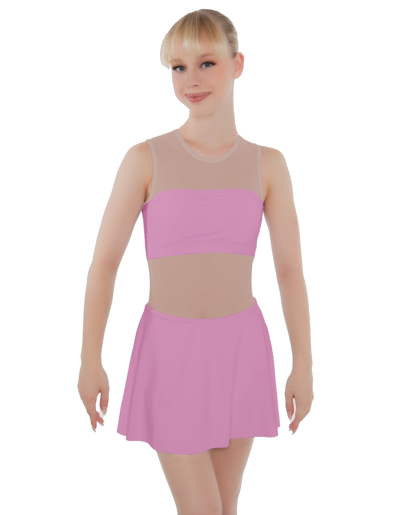 Solid Lycra Sleeveless Open Back Mesh Dress Lycra Bandeau