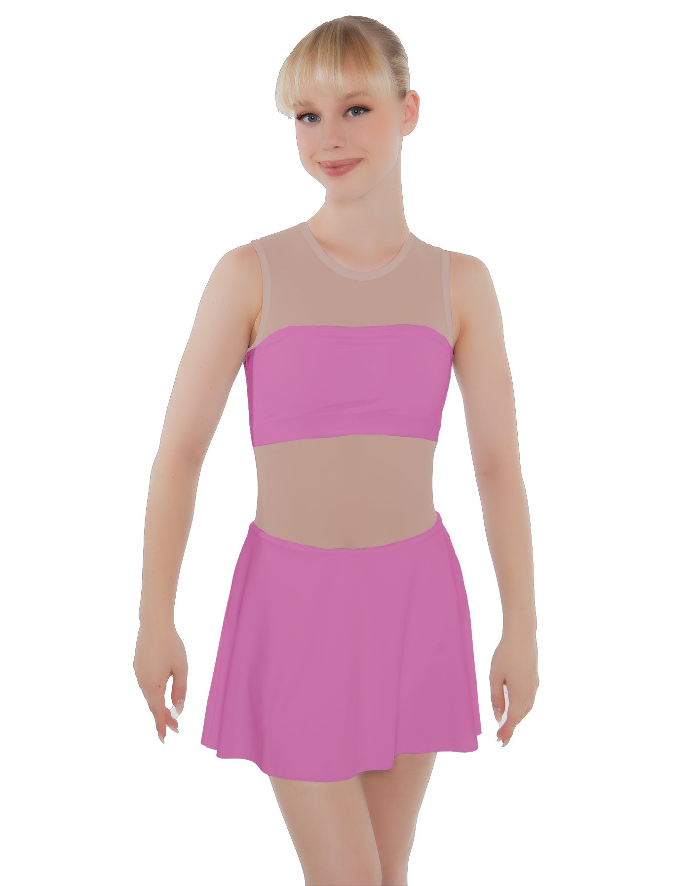 Solid Lycra Sleeveless Open Back Mesh Dress Lycra Bandeau