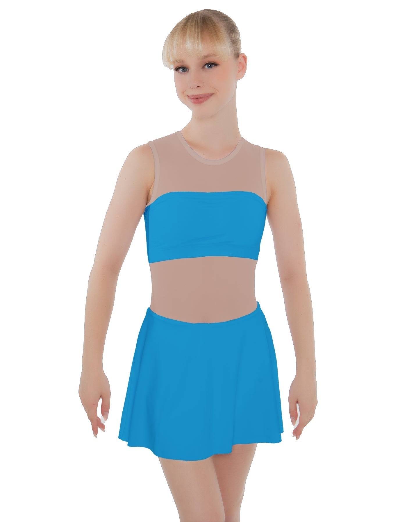 Solid Lycra Sleeveless Open Back Mesh Dress Lycra Bandeau