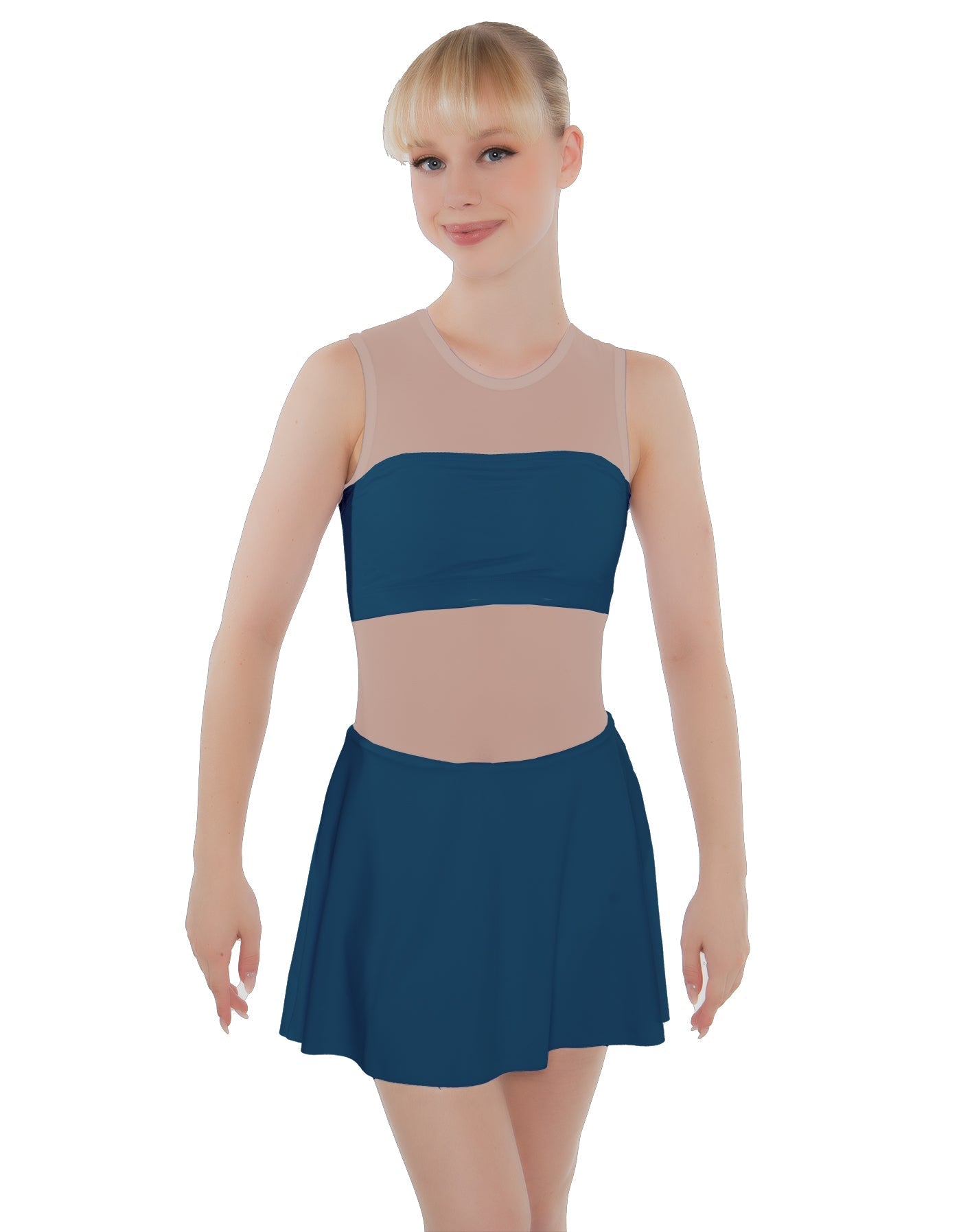 Solid Lycra Sleeveless Open Back Mesh Dress Lycra Bandeau