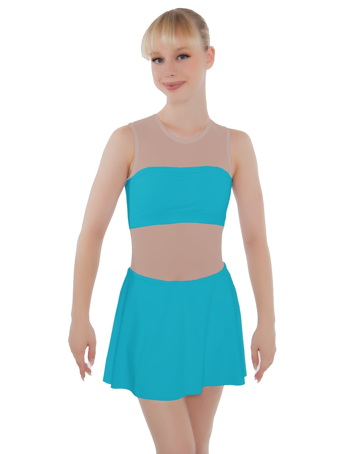 Solid Lycra Sleeveless Open Back Mesh Dress Lycra Bandeau