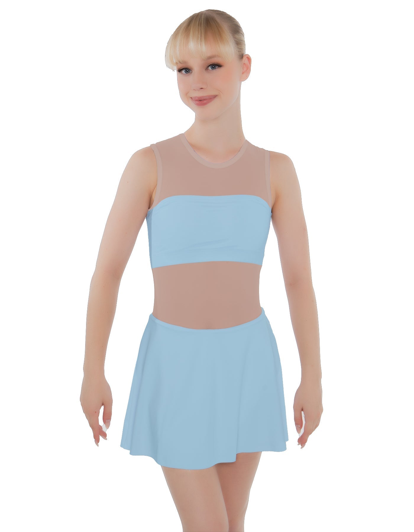 Solid Lycra Sleeveless Open Back Mesh Dress Lycra Bandeau