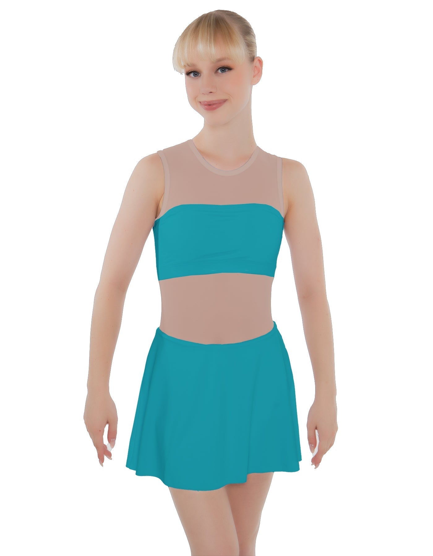 Solid Lycra Sleeveless Open Back Mesh Dress Lycra Bandeau