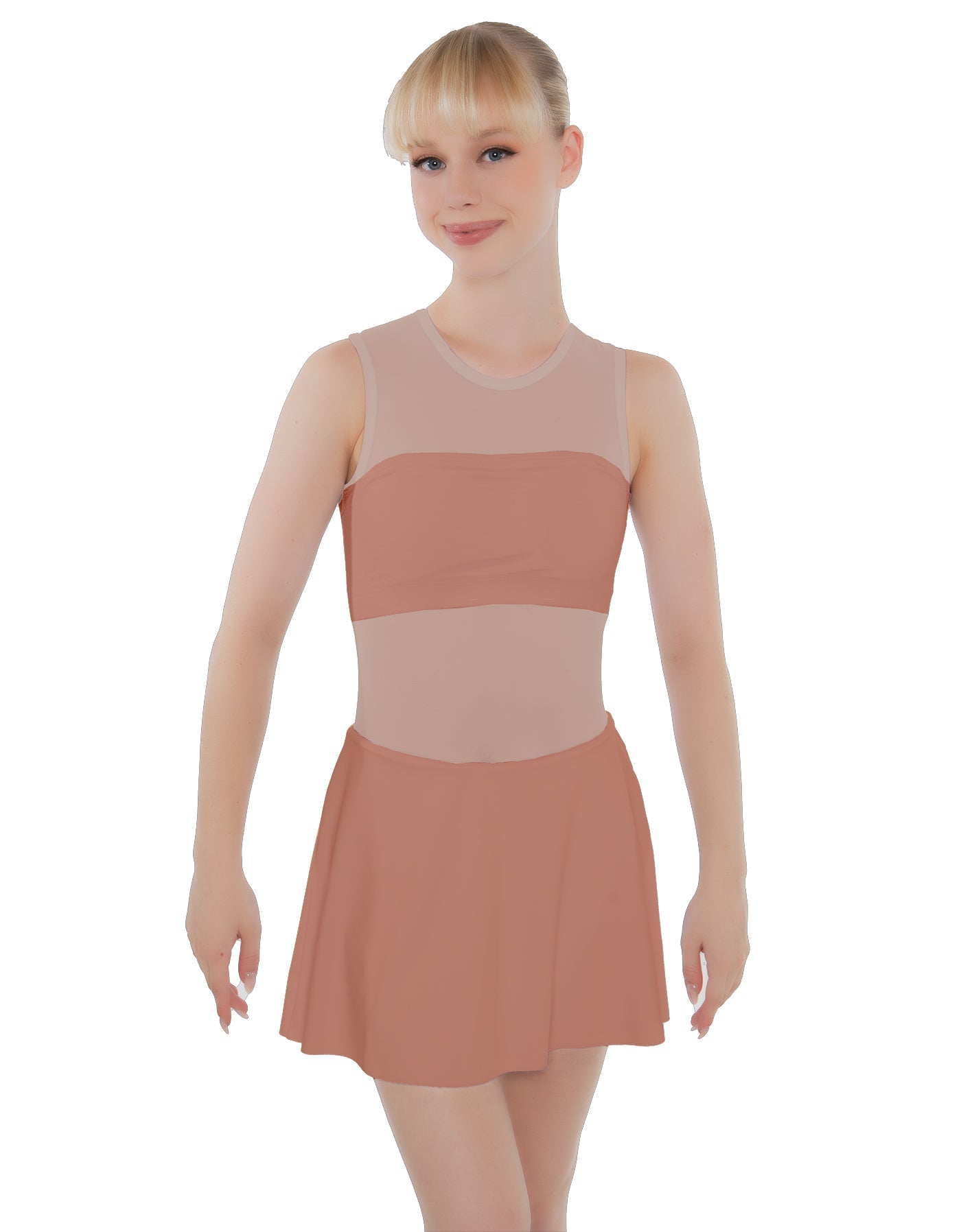 Solid Lycra Sleeveless Open Back Mesh Dress Lycra Bandeau