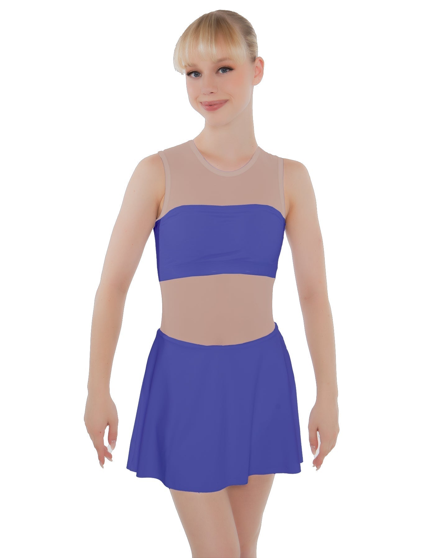 Solid Lycra Sleeveless Open Back Mesh Dress Lycra Bandeau