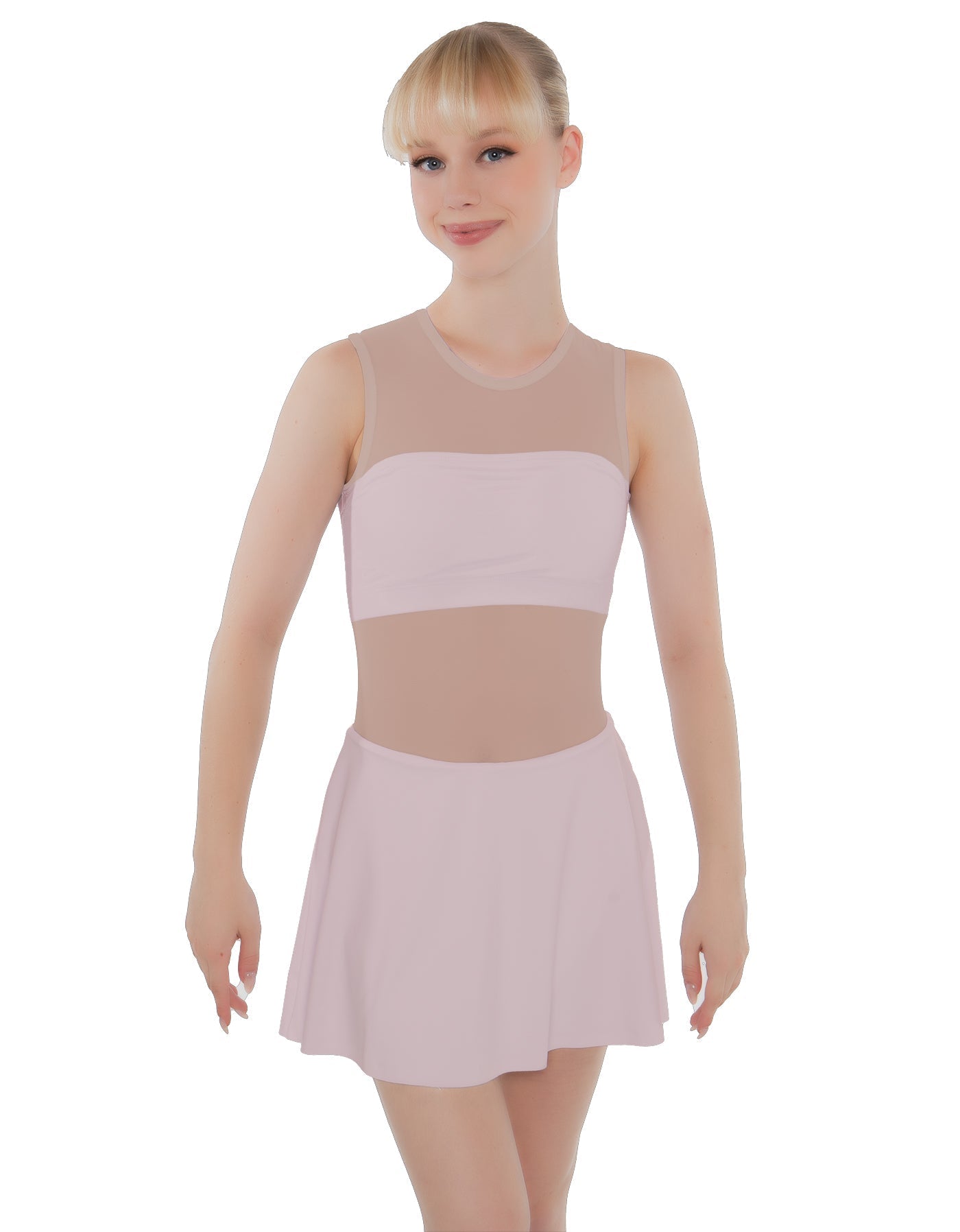 Solid Lycra Sleeveless Open Back Mesh Dress Lycra Bandeau