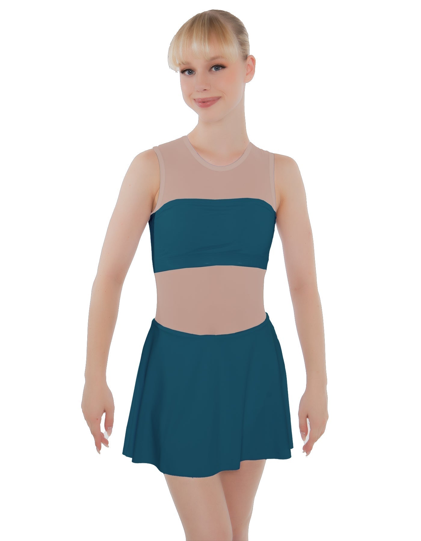 Solid Lycra Sleeveless Open Back Mesh Dress Lycra Bandeau