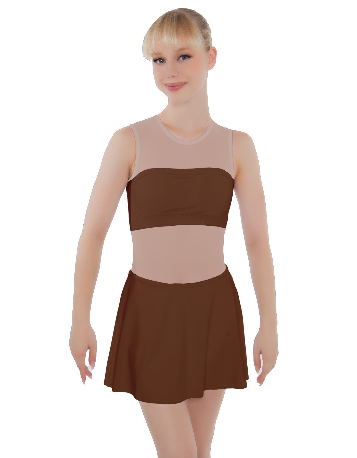 Solid Lycra Sleeveless Open Back Mesh Dress Lycra Bandeau