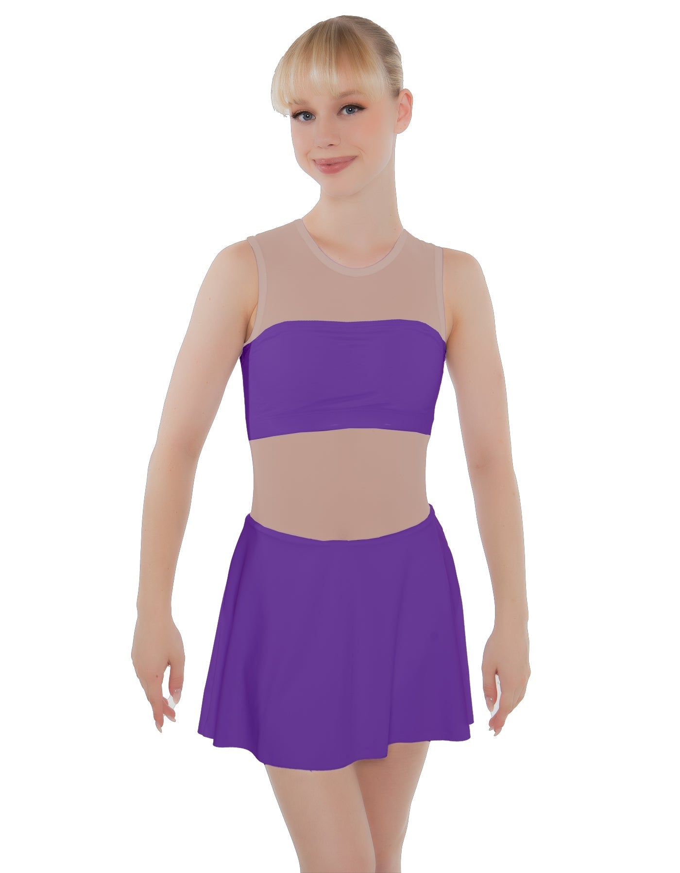 Solid Lycra Sleeveless Open Back Mesh Dress Lycra Bandeau
