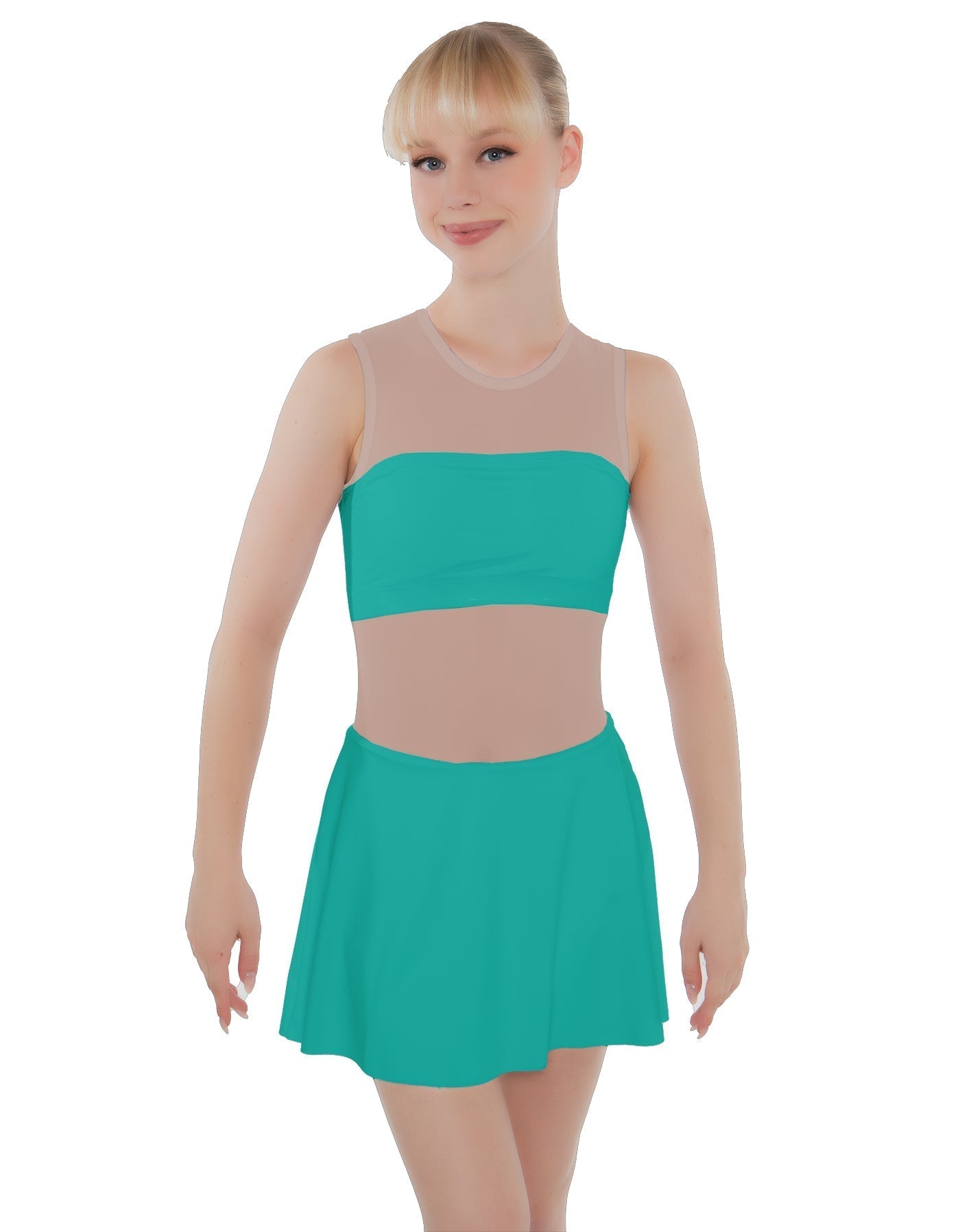 Solid Lycra Sleeveless Open Back Mesh Dress Lycra Bandeau