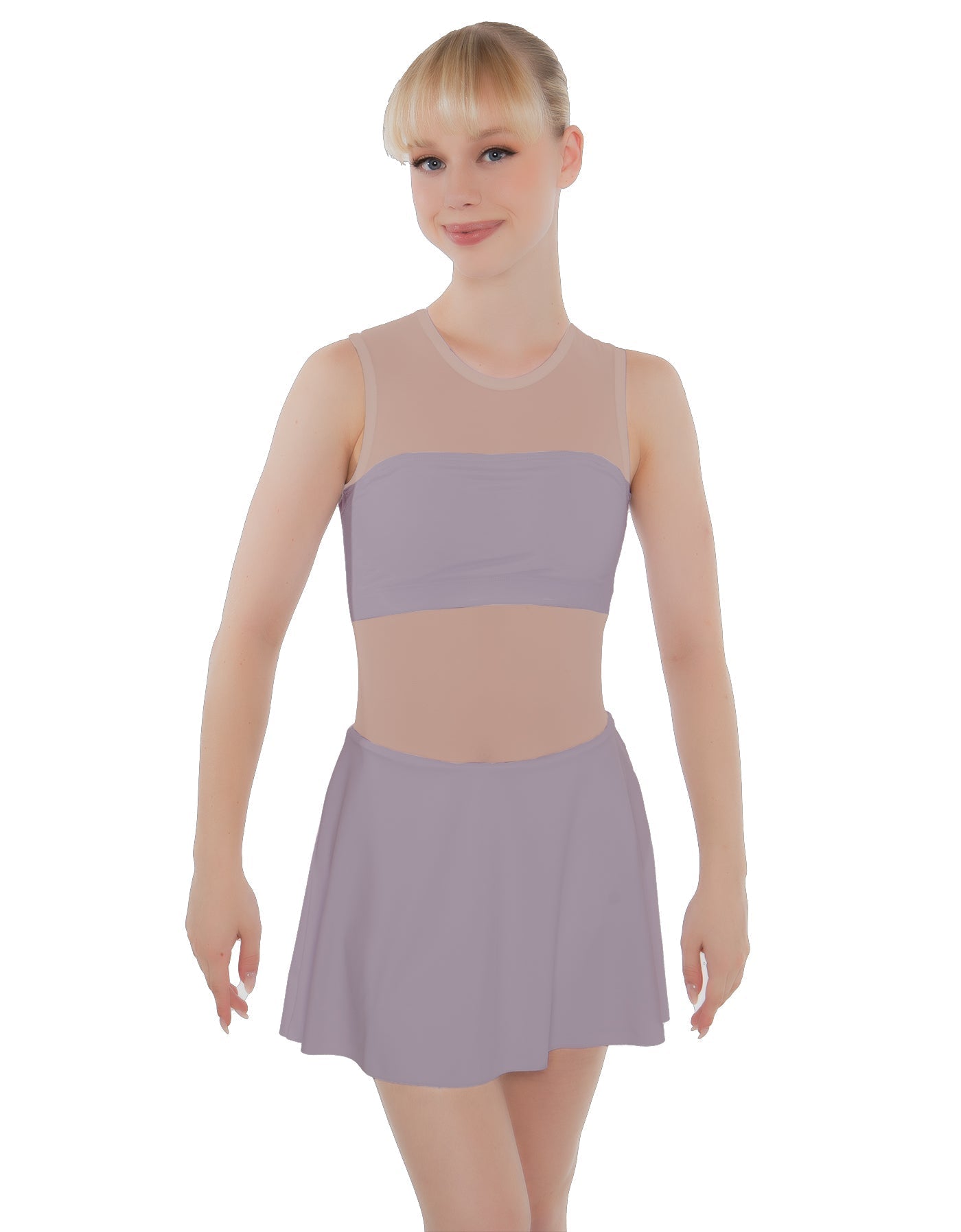Solid Lycra Sleeveless Open Back Mesh Dress Lycra Bandeau