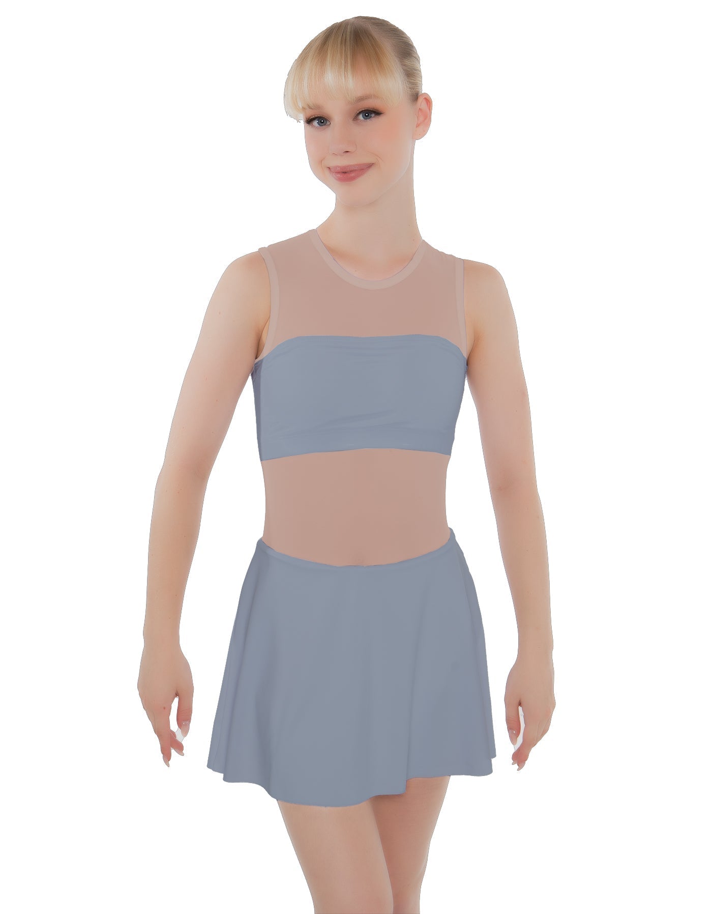 Solid Lycra Sleeveless Open Back Mesh Dress Lycra Bandeau