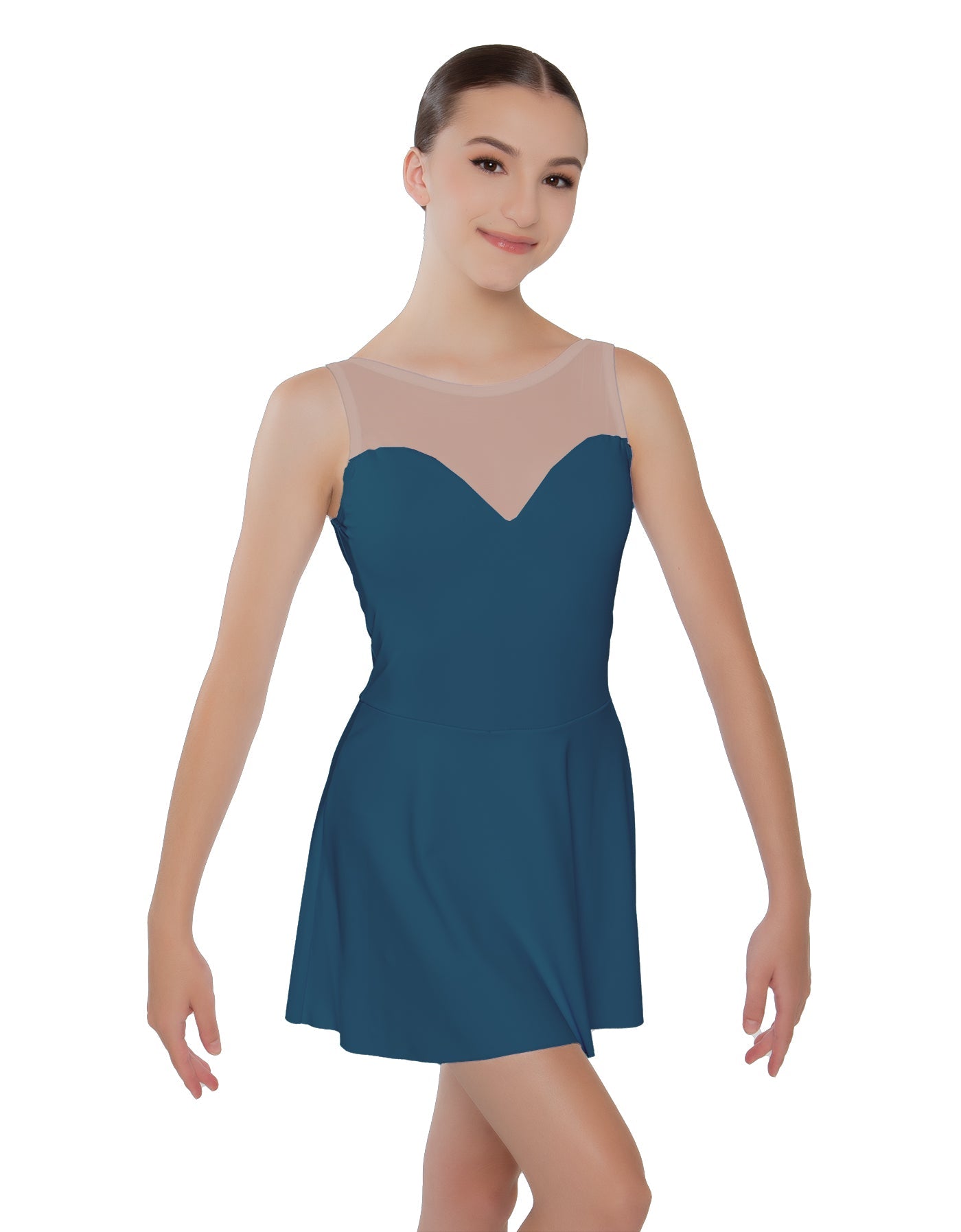 Solid Lycra Mesh Sweetheart Dress