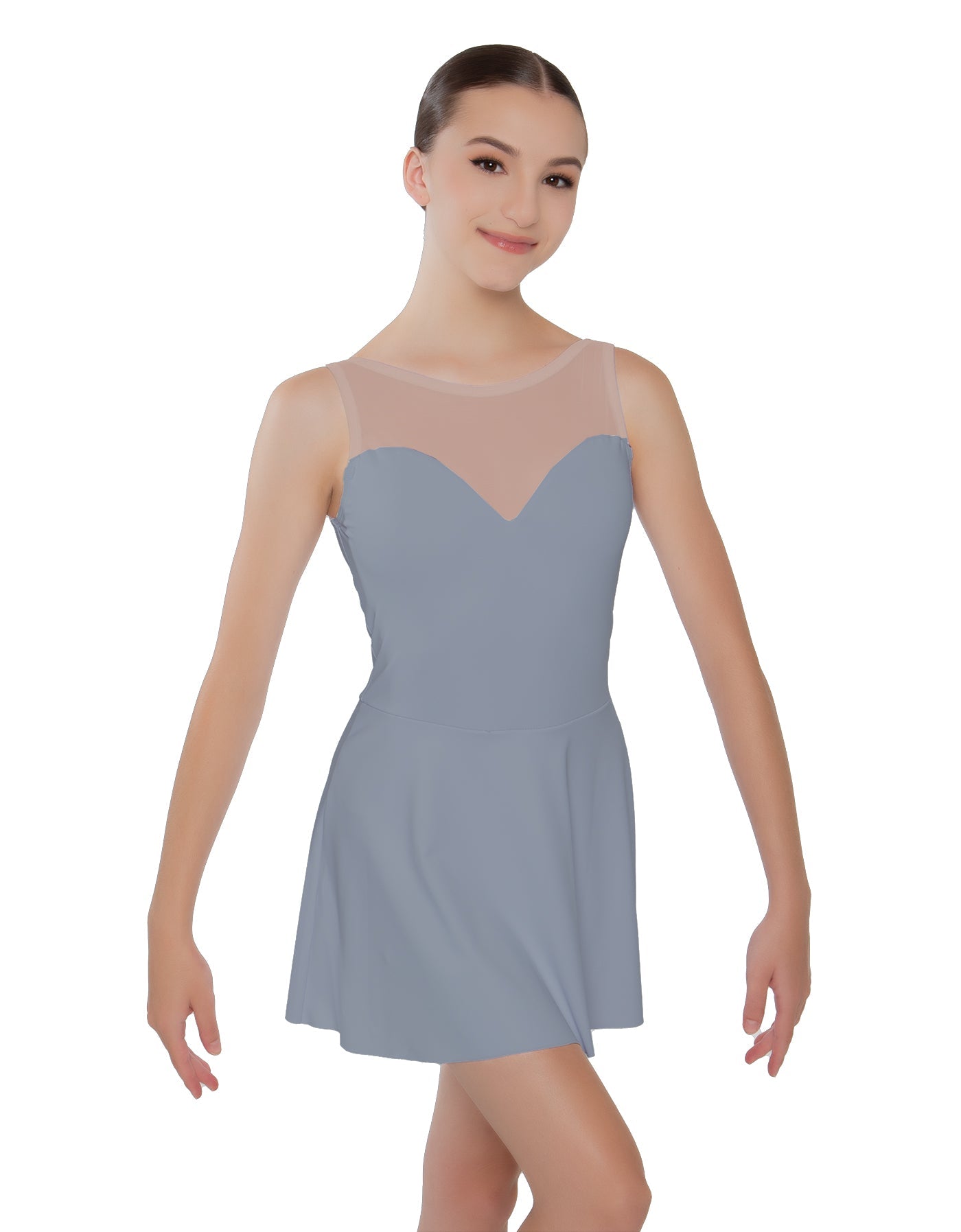Solid Lycra Mesh Sweetheart Dress