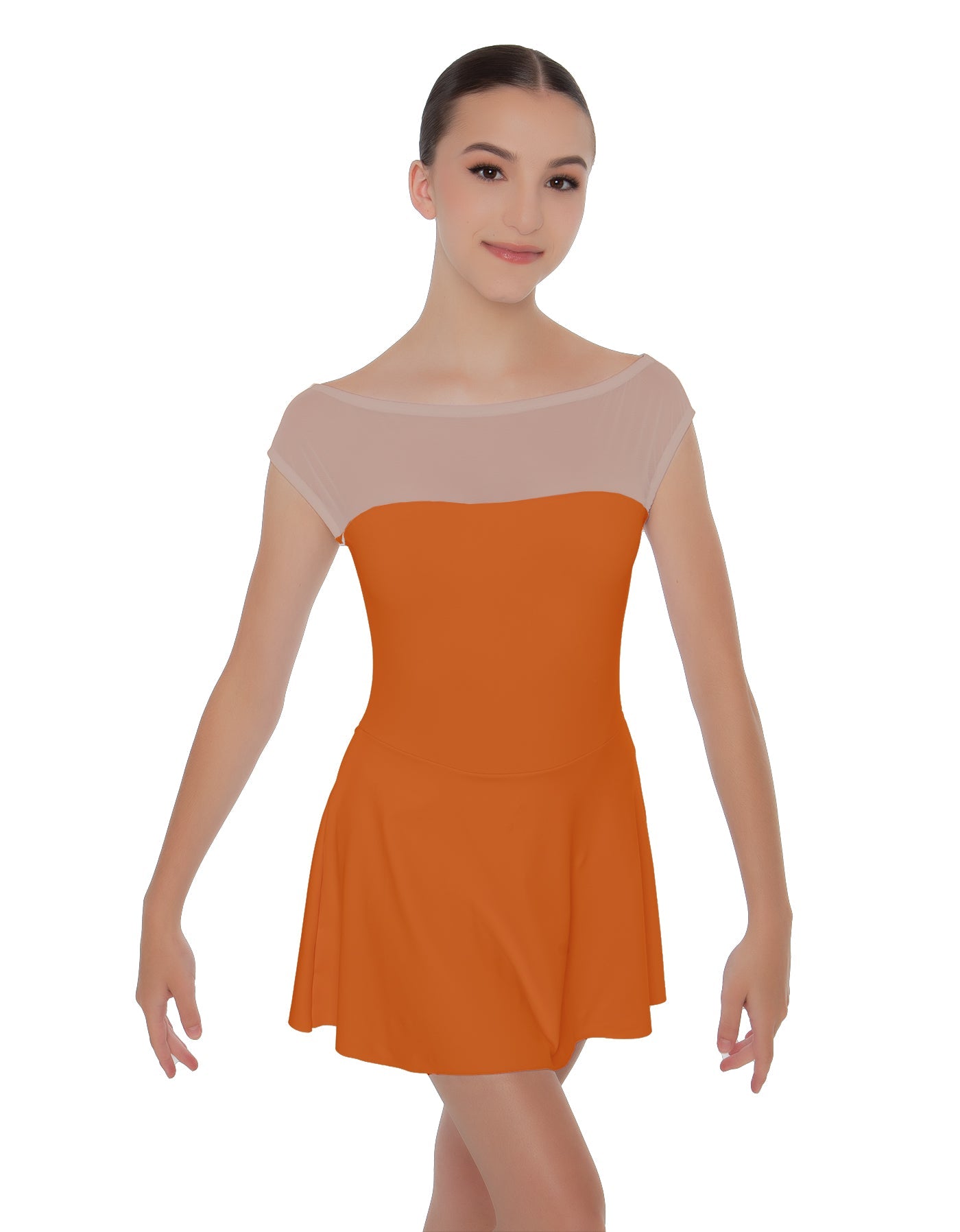 Solid Lycra Mesh Boatneck Dress