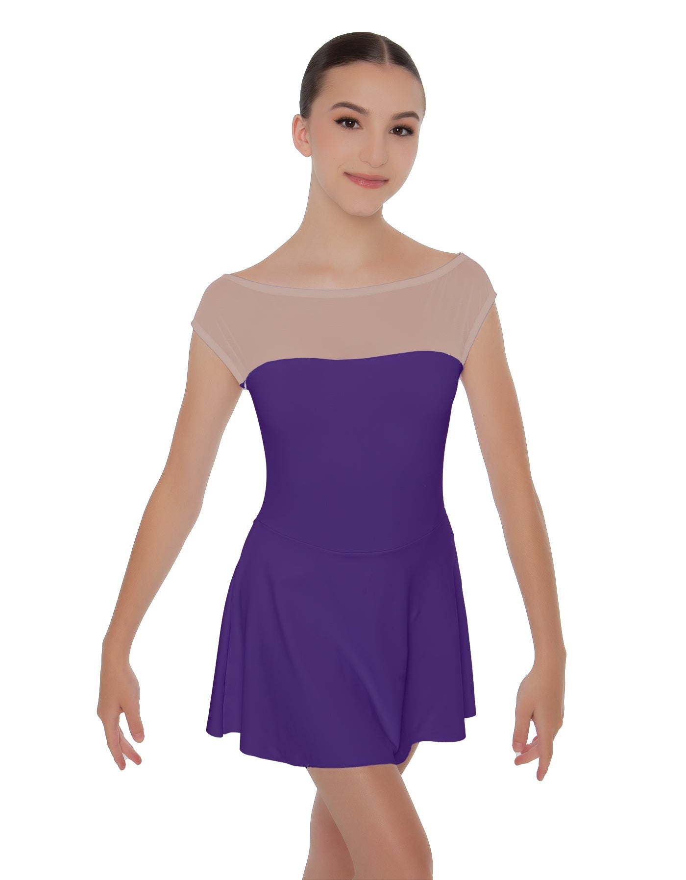 Solid Lycra Mesh Boatneck Dress