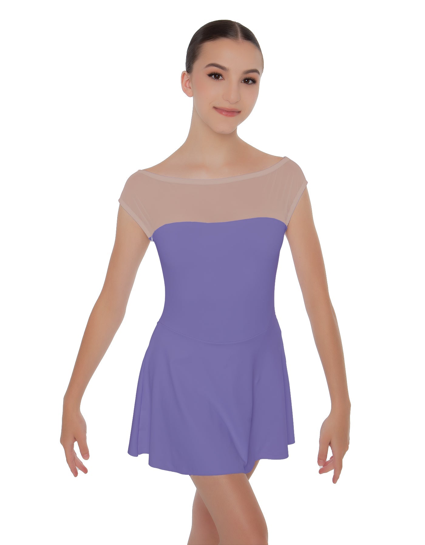 Solid Lycra Mesh Boatneck Dress