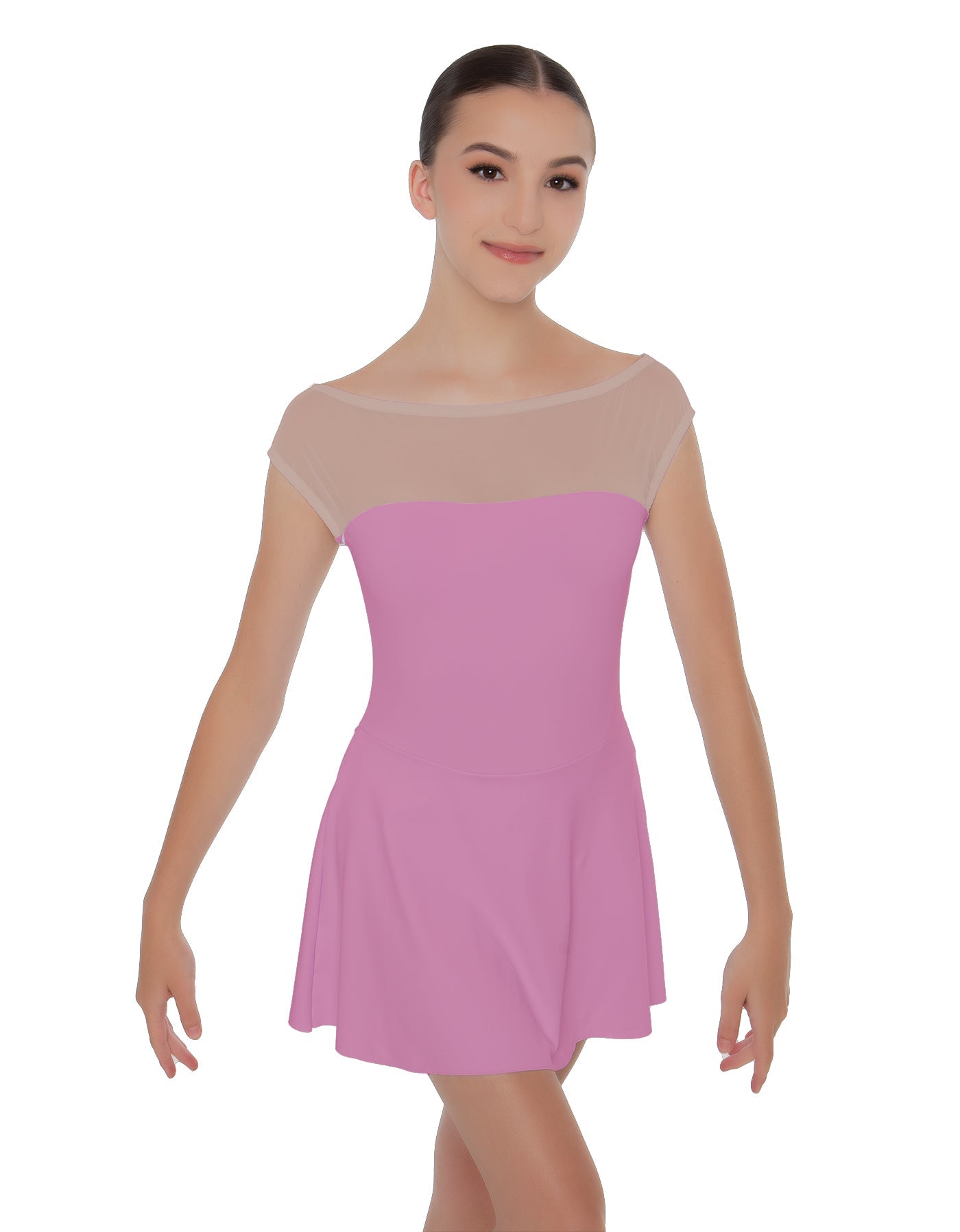 Solid Lycra Mesh Boatneck Dress