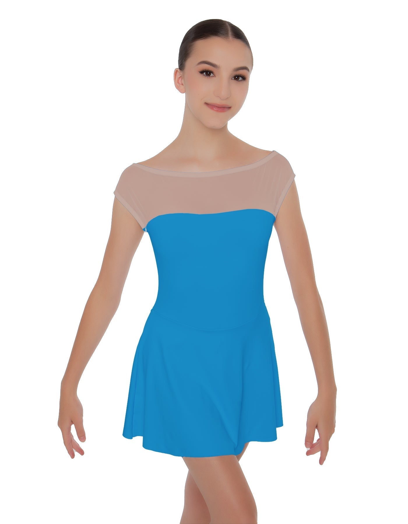 Solid Lycra Mesh Boatneck Dress