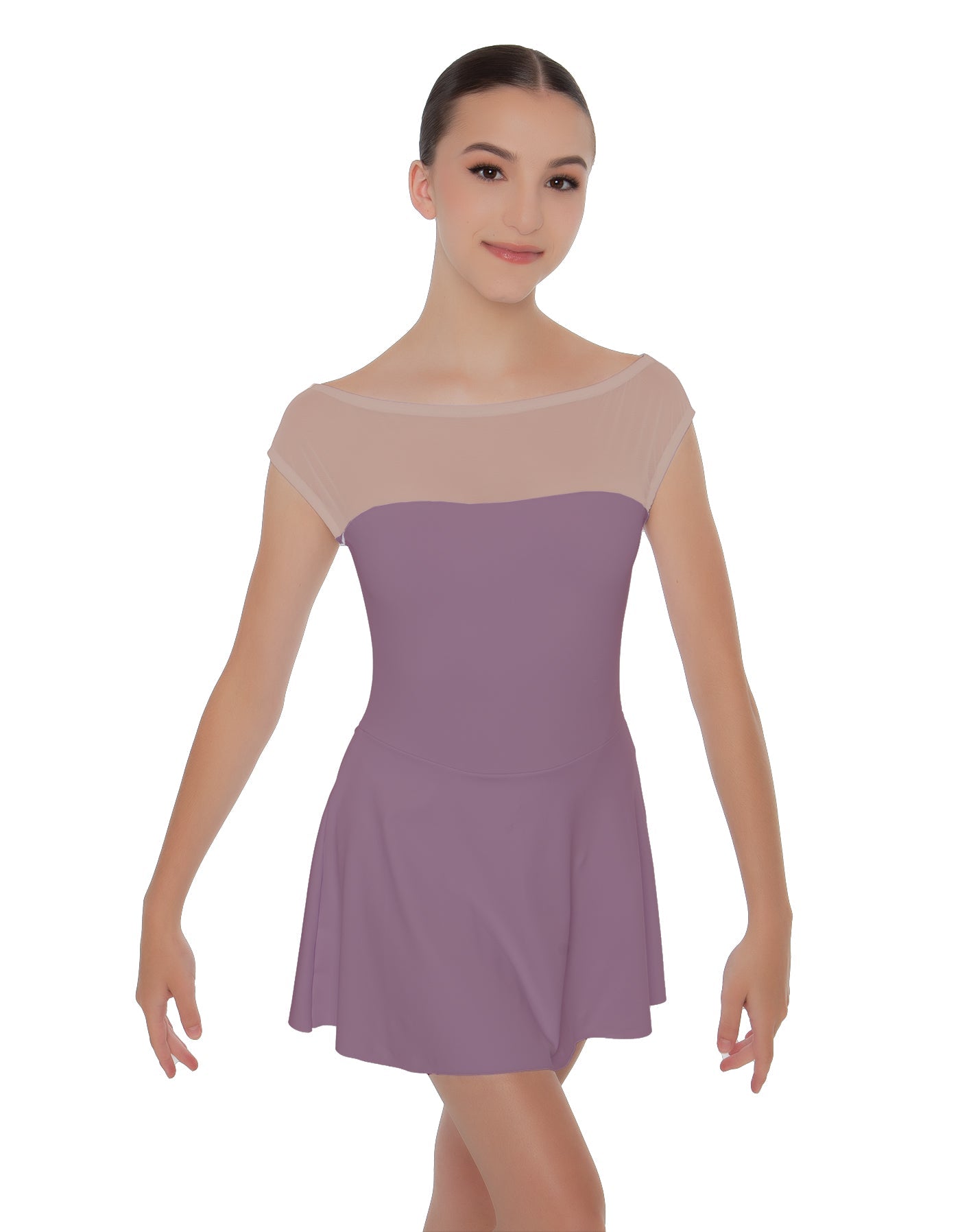 Solid Lycra Mesh Boatneck Dress