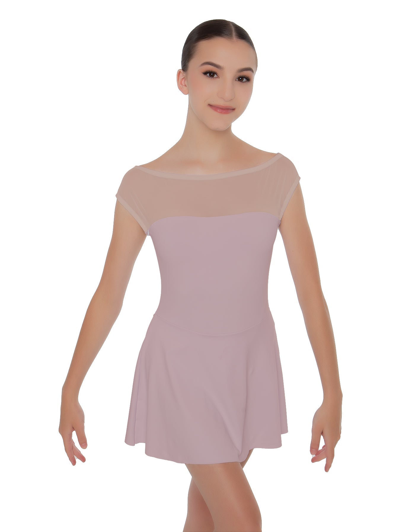 Solid Lycra Mesh Boatneck Dress
