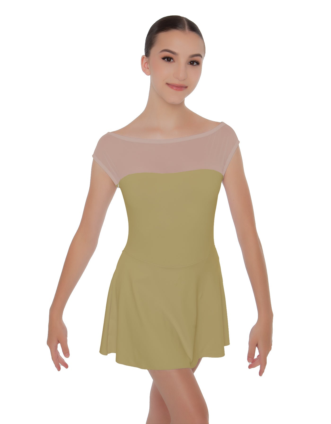 Solid Lycra Mesh Boatneck Dress