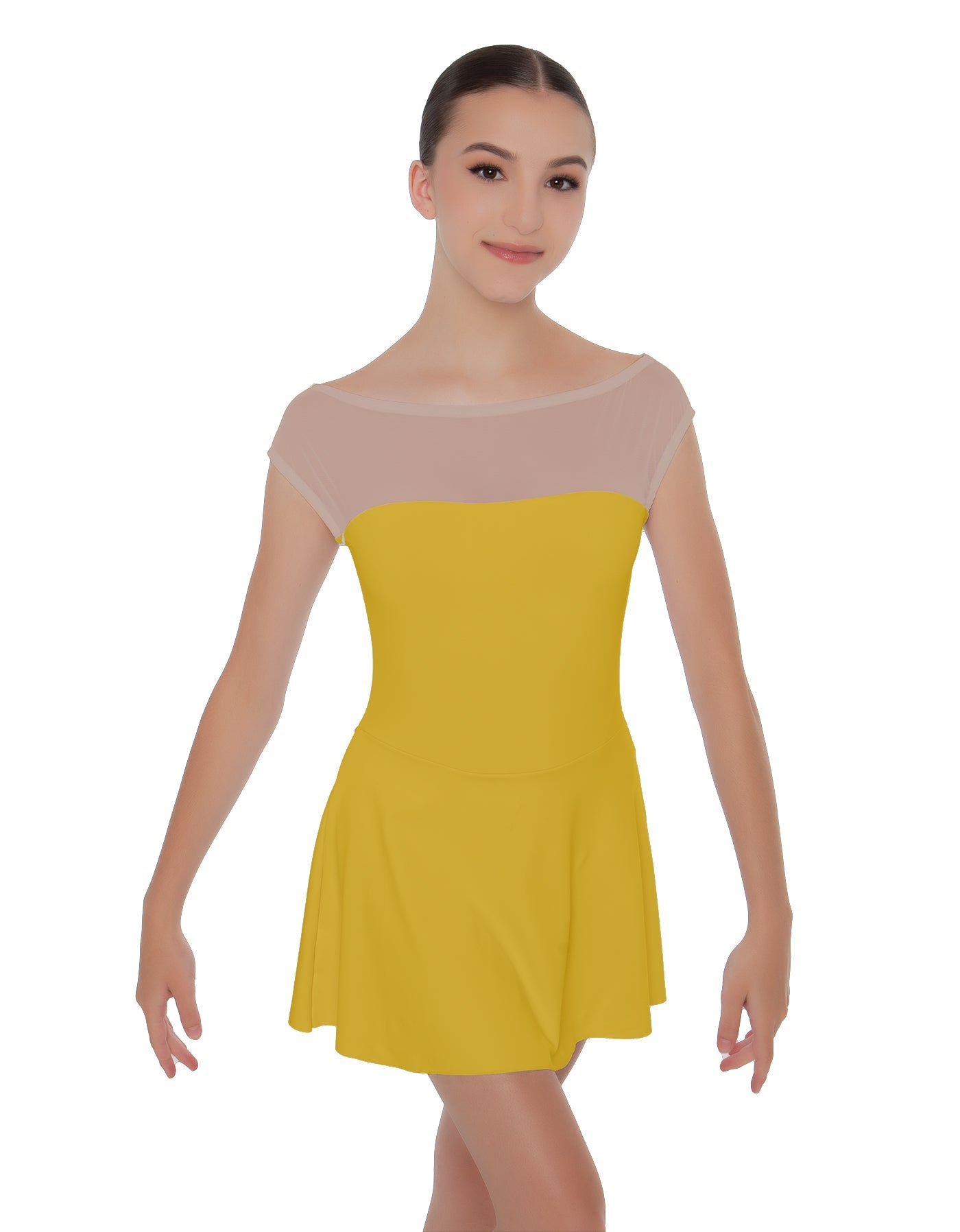 Solid Lycra Mesh Boatneck Dress