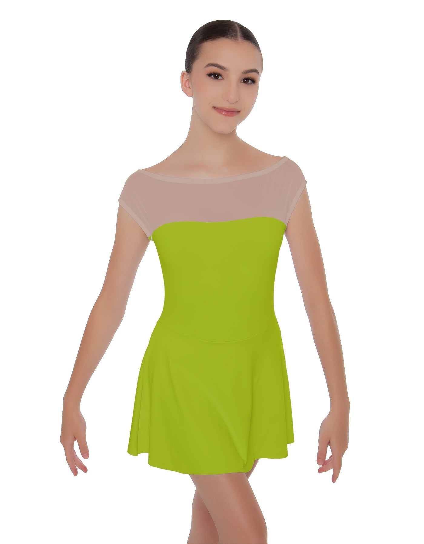Solid Lycra Mesh Boatneck Dress