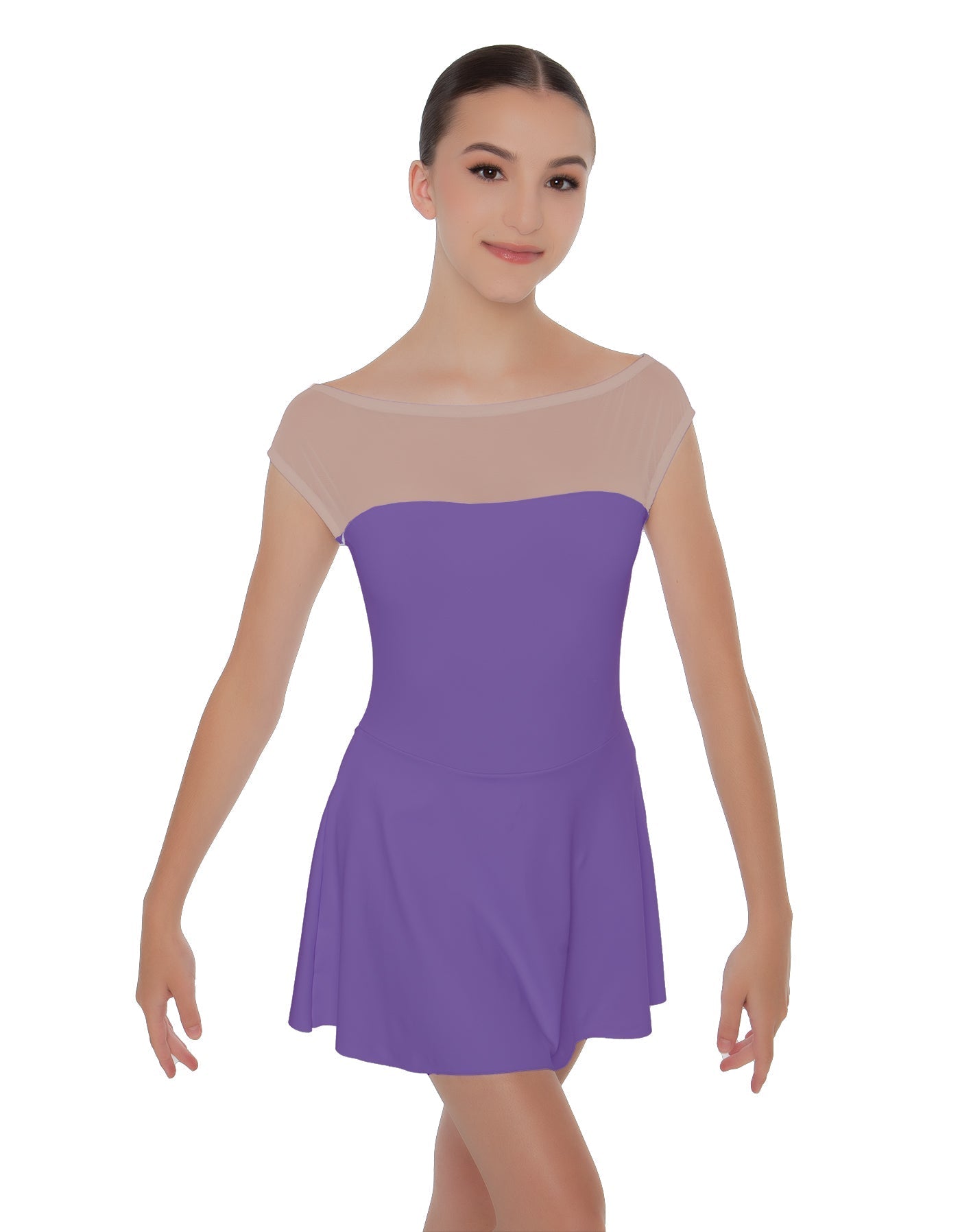 Solid Lycra Mesh Boatneck Dress
