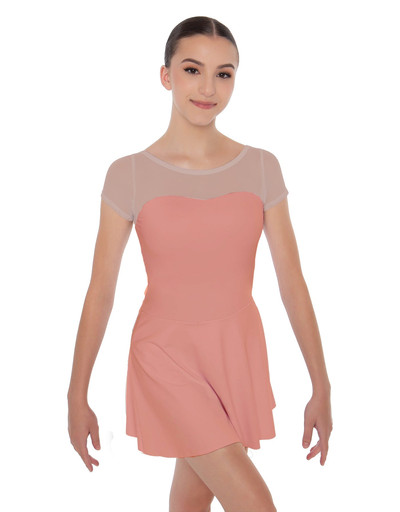 Solid Lycra Mesh Sweetheart with Cap Sleeve Dress