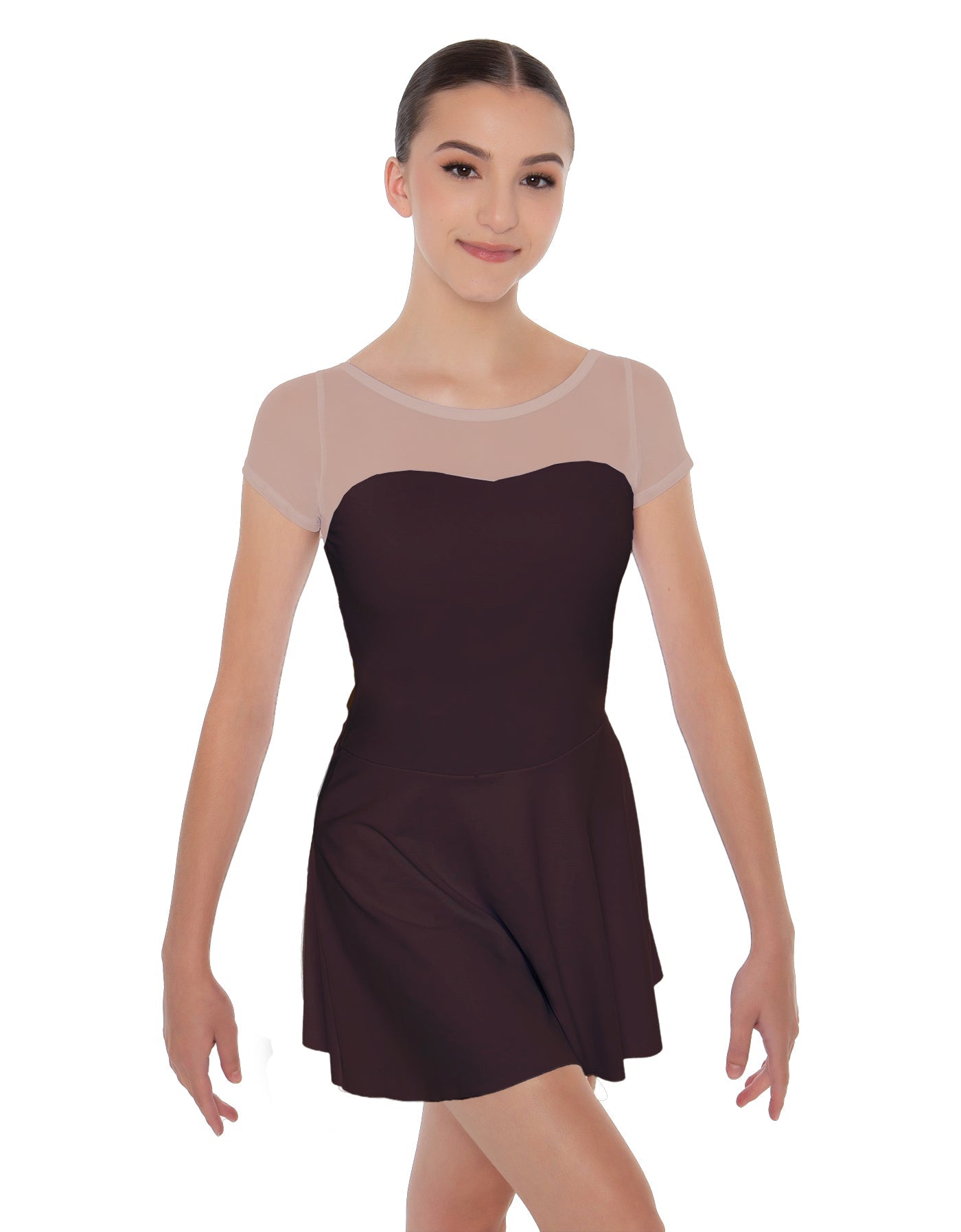 Solid Lycra Mesh Sweetheart with Cap Sleeve Dress