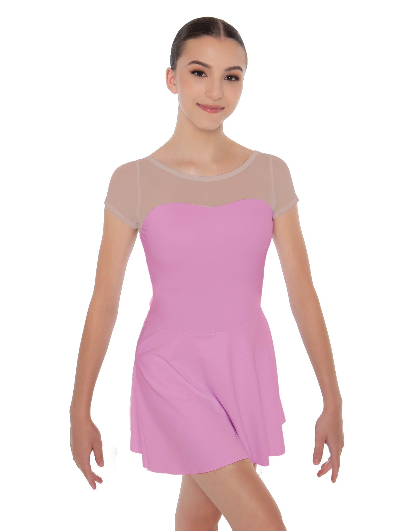Solid Lycra Mesh Sweetheart with Cap Sleeve Dress