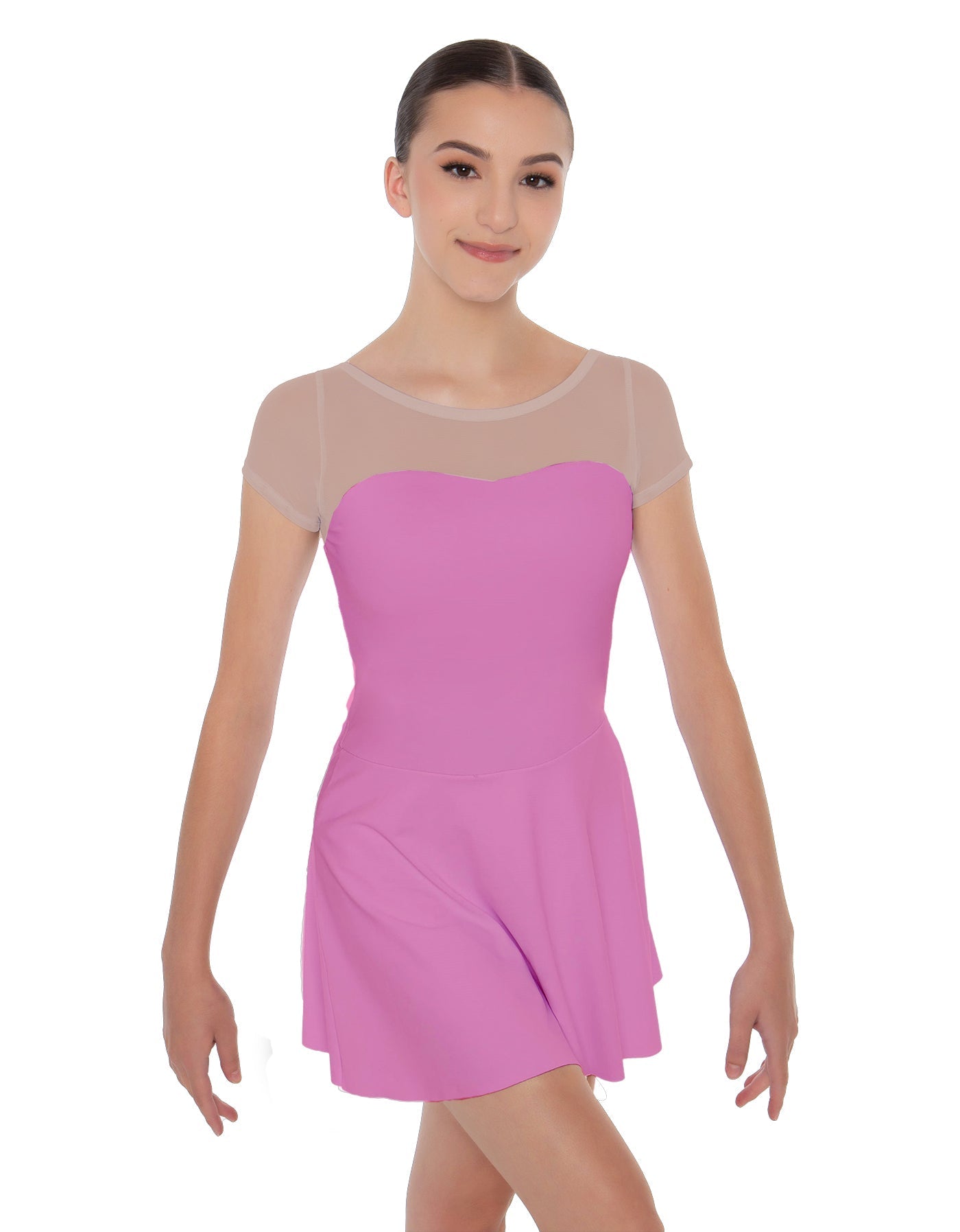 Solid Lycra Mesh Sweetheart with Cap Sleeve Dress