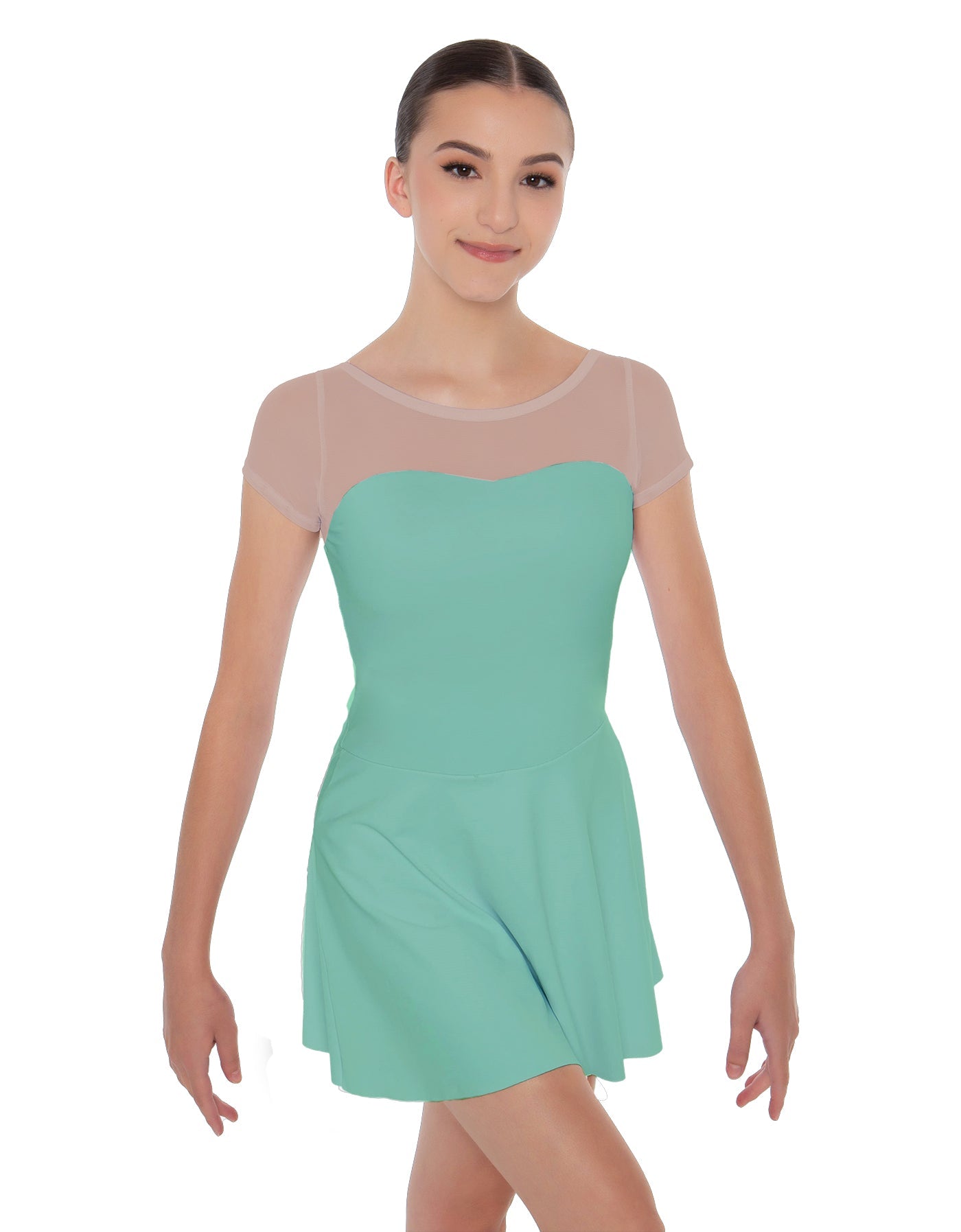 Solid Lycra Mesh Sweetheart with Cap Sleeve Dress