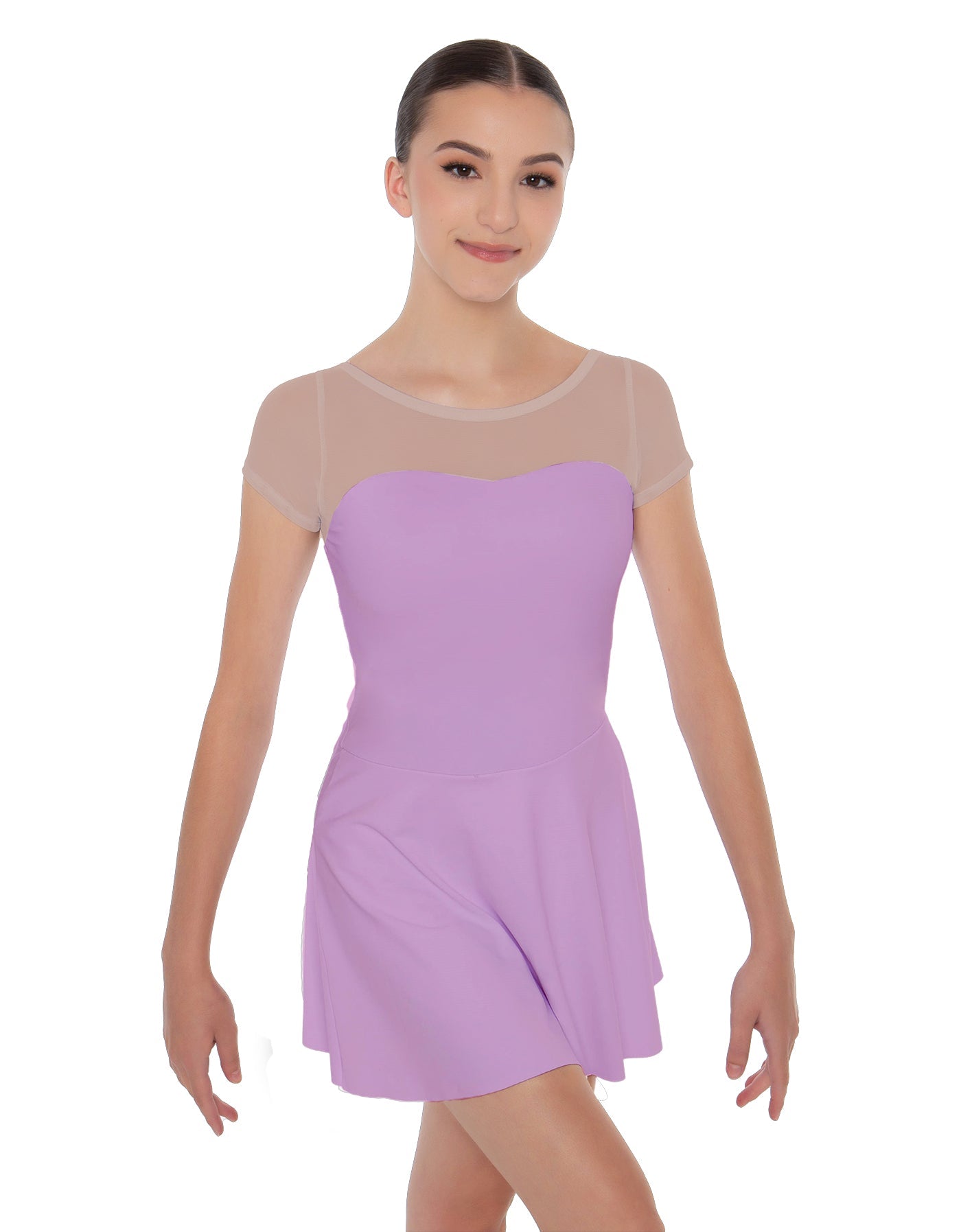 Solid Lycra Mesh Sweetheart with Cap Sleeve Dress