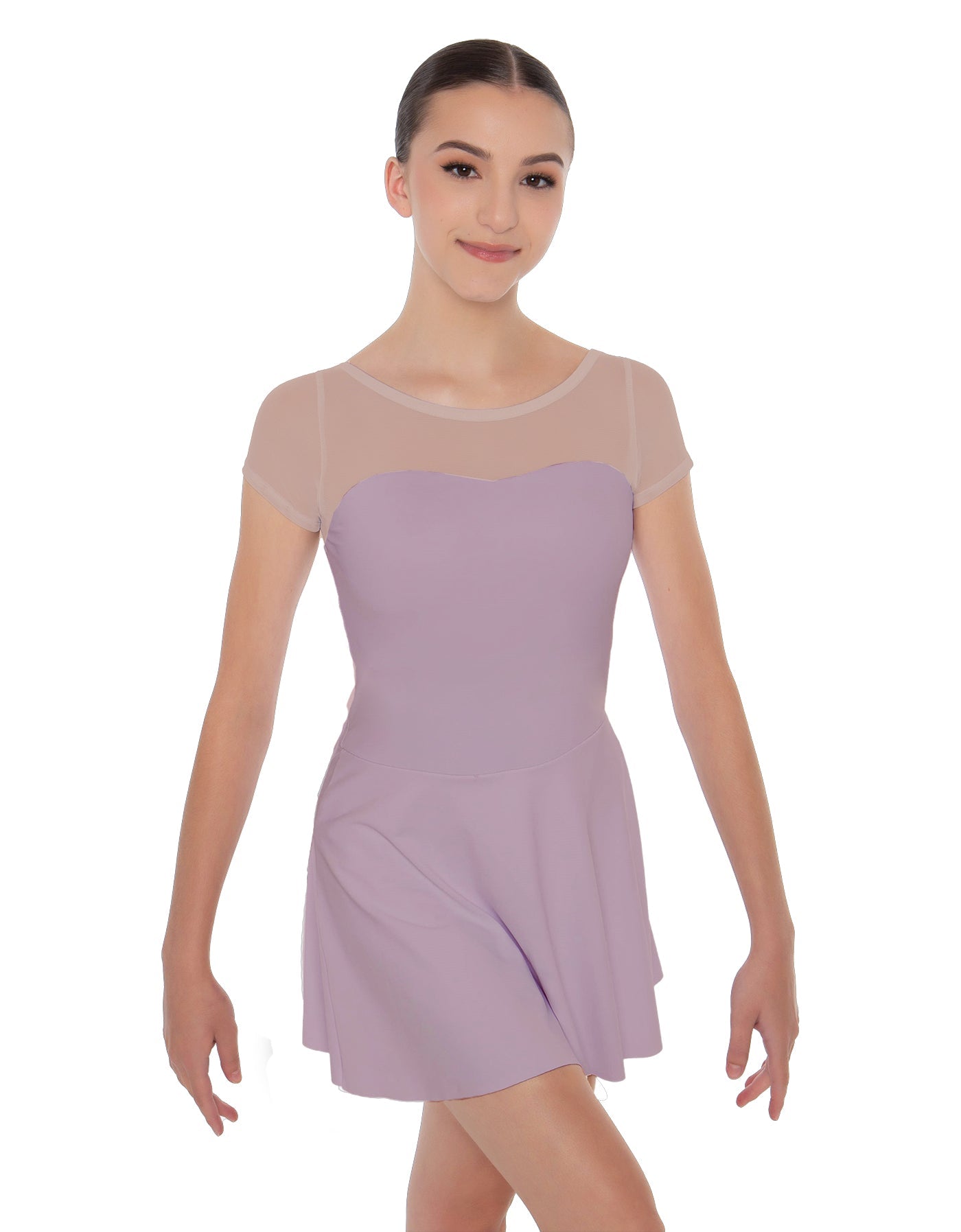 Solid Lycra Mesh Sweetheart with Cap Sleeve Dress