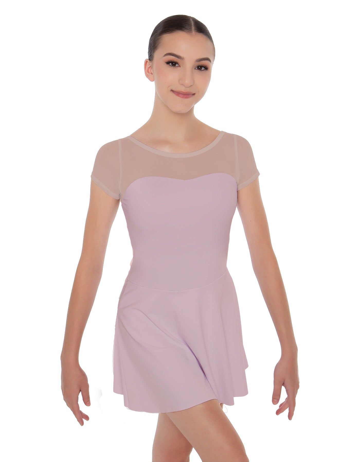 Solid Lycra Mesh Sweetheart with Cap Sleeve Dress