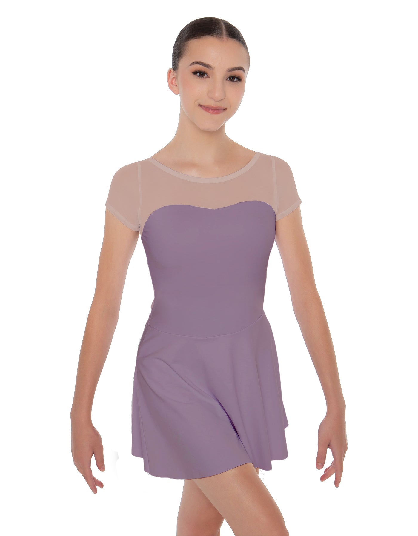 Solid Lycra Mesh Sweetheart with Cap Sleeve Dress