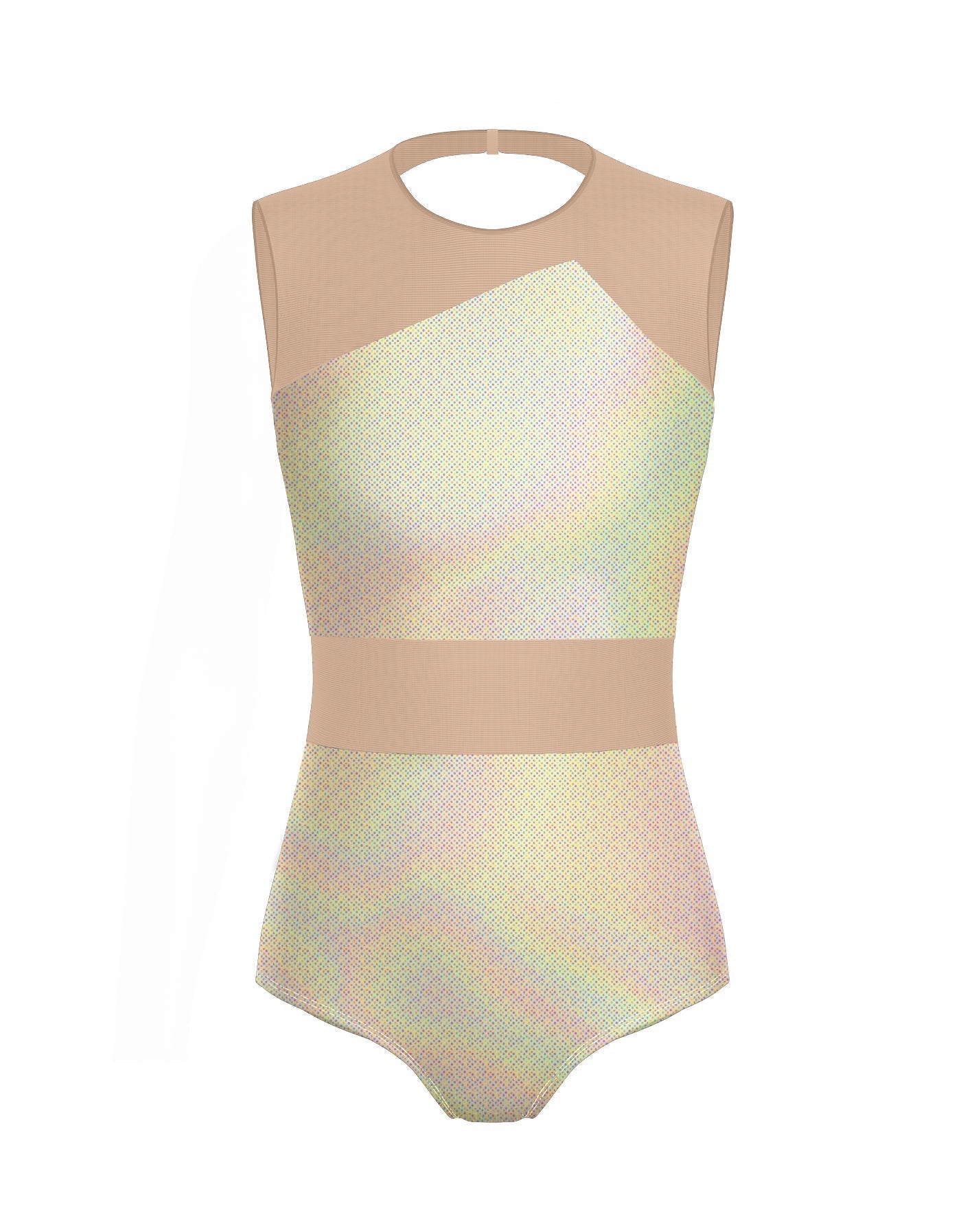 Hologram Defined Leotard Nude Mesh