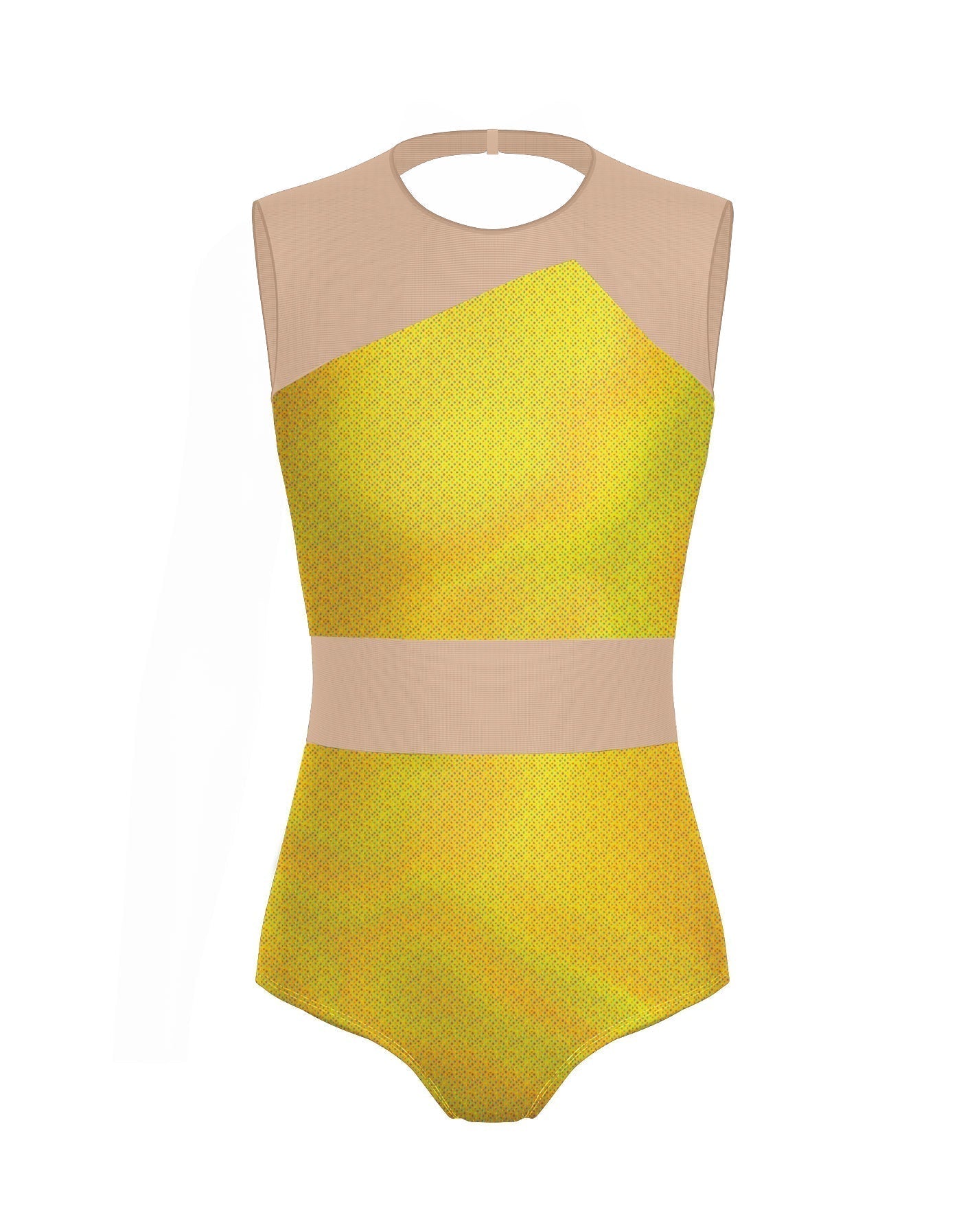 Hologram Defined Leotard Nude Mesh