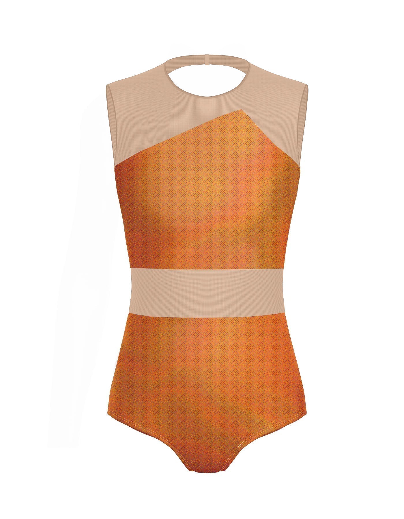 Hologram Defined Leotard Nude Mesh