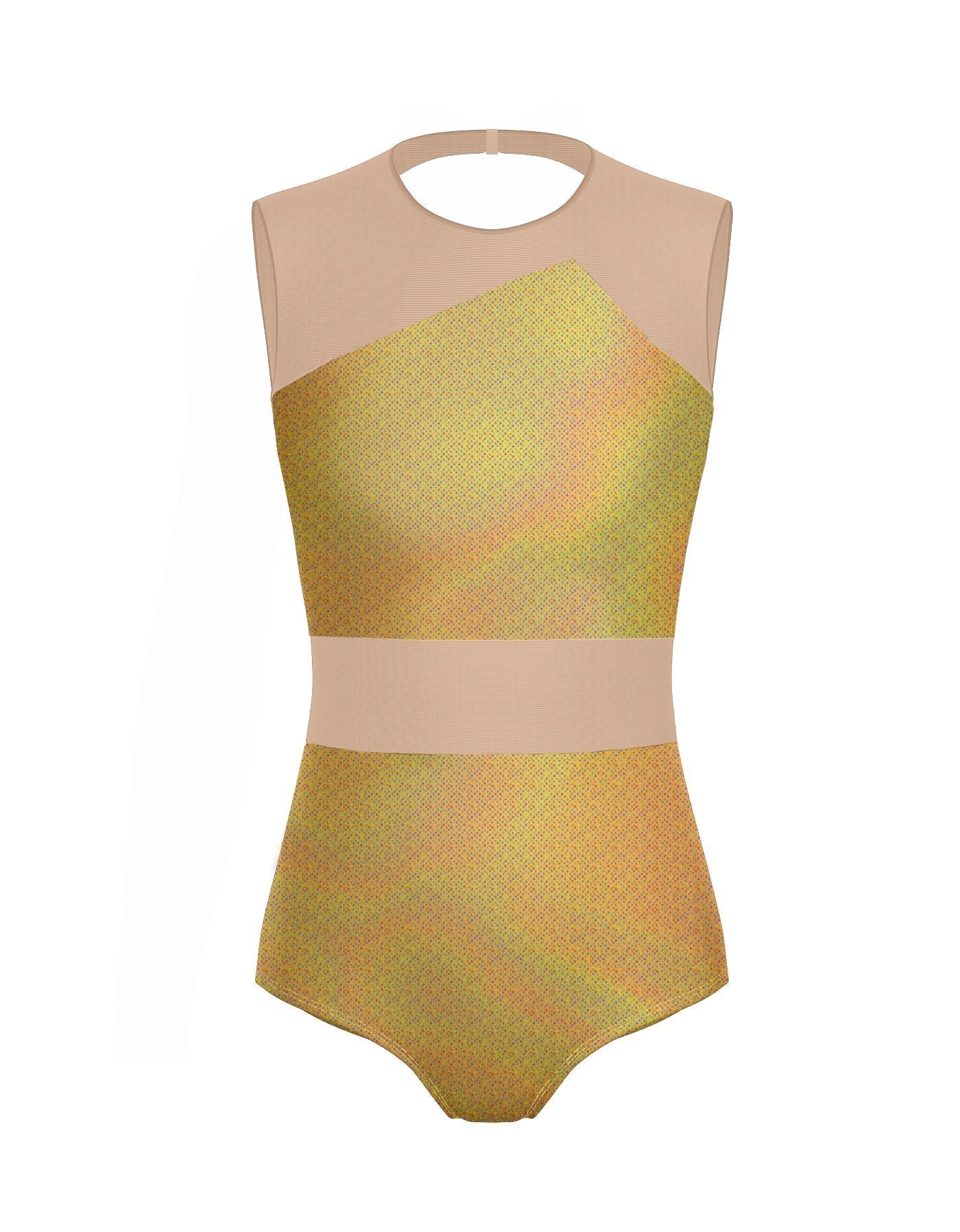 Hologram Defined Leotard Nude Mesh