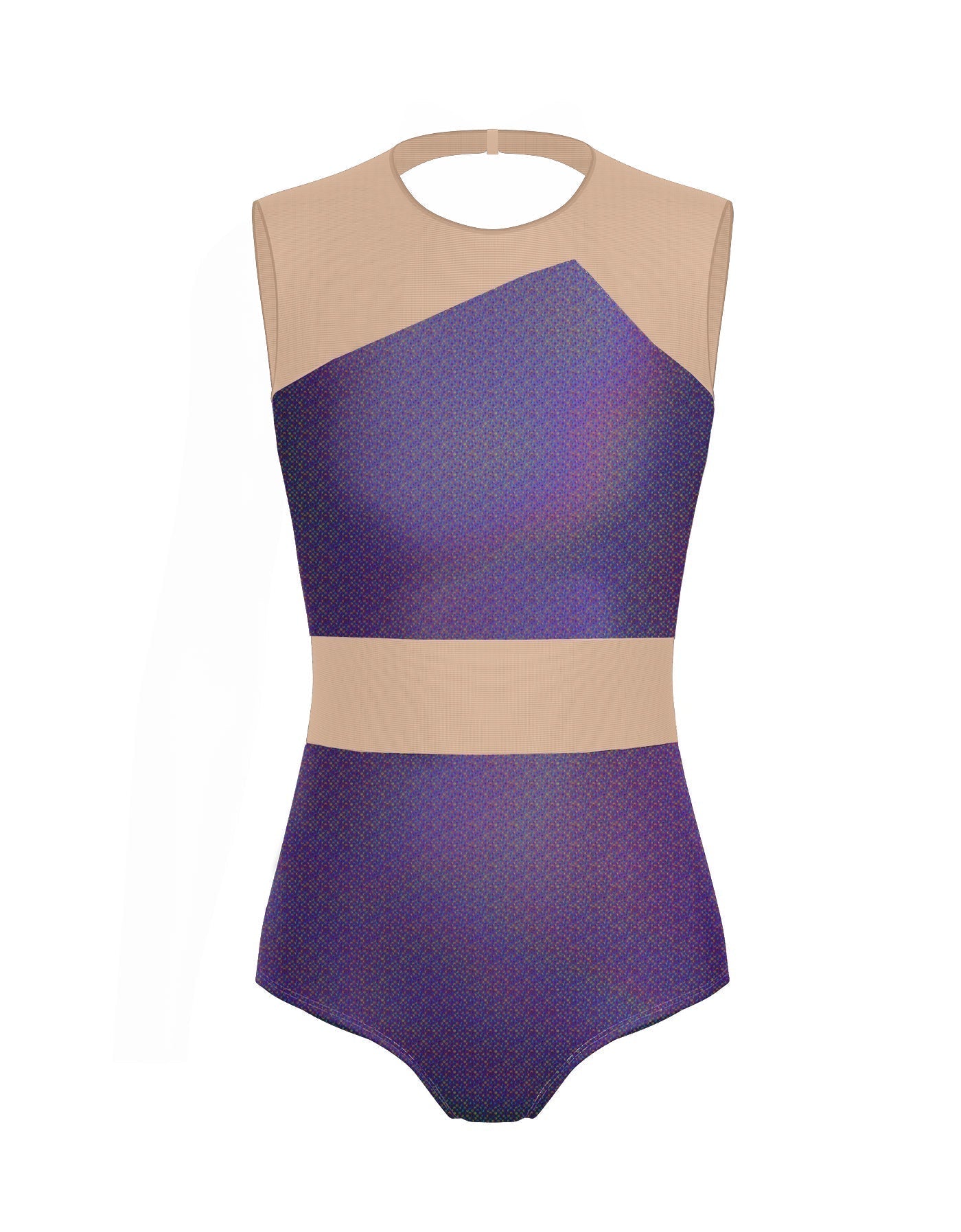 Hologram Defined Leotard Nude Mesh