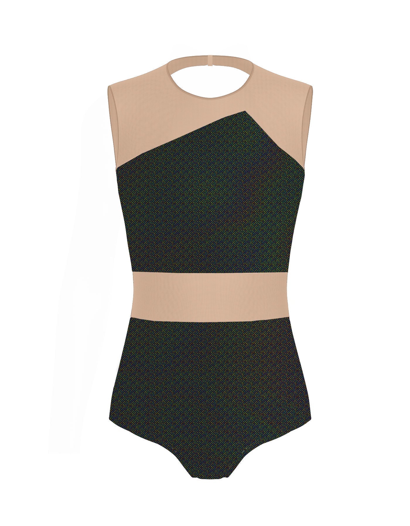Hologram Defined Leotard Nude Mesh