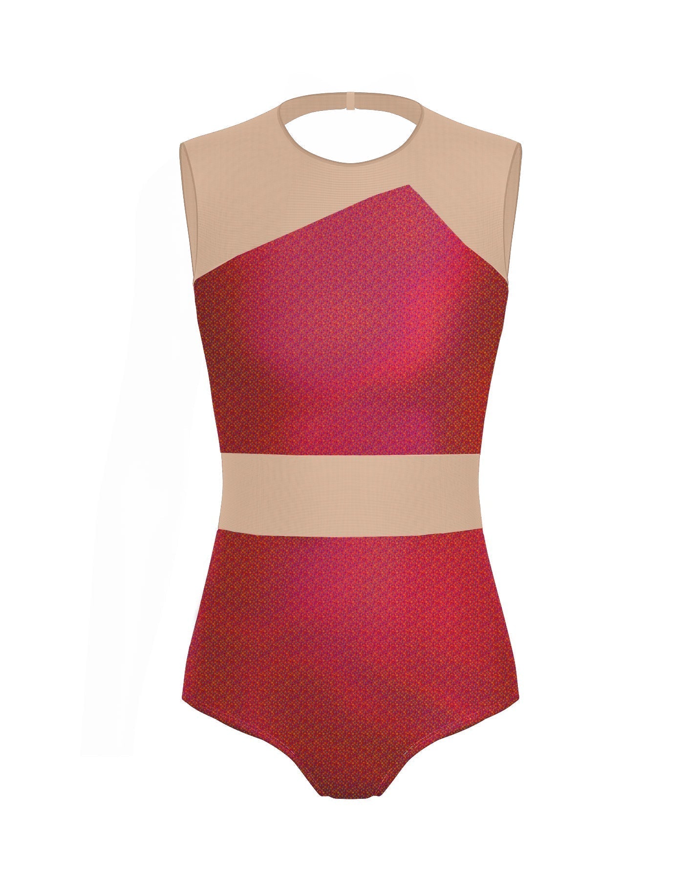 Hologram Defined Leotard Nude Mesh