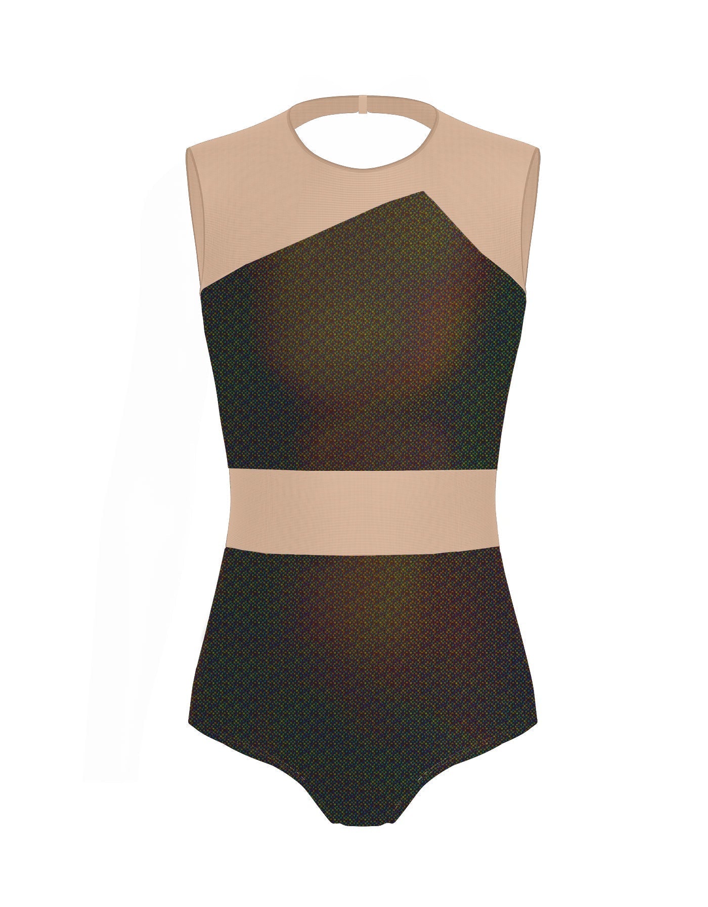 Hologram Defined Leotard Nude Mesh
