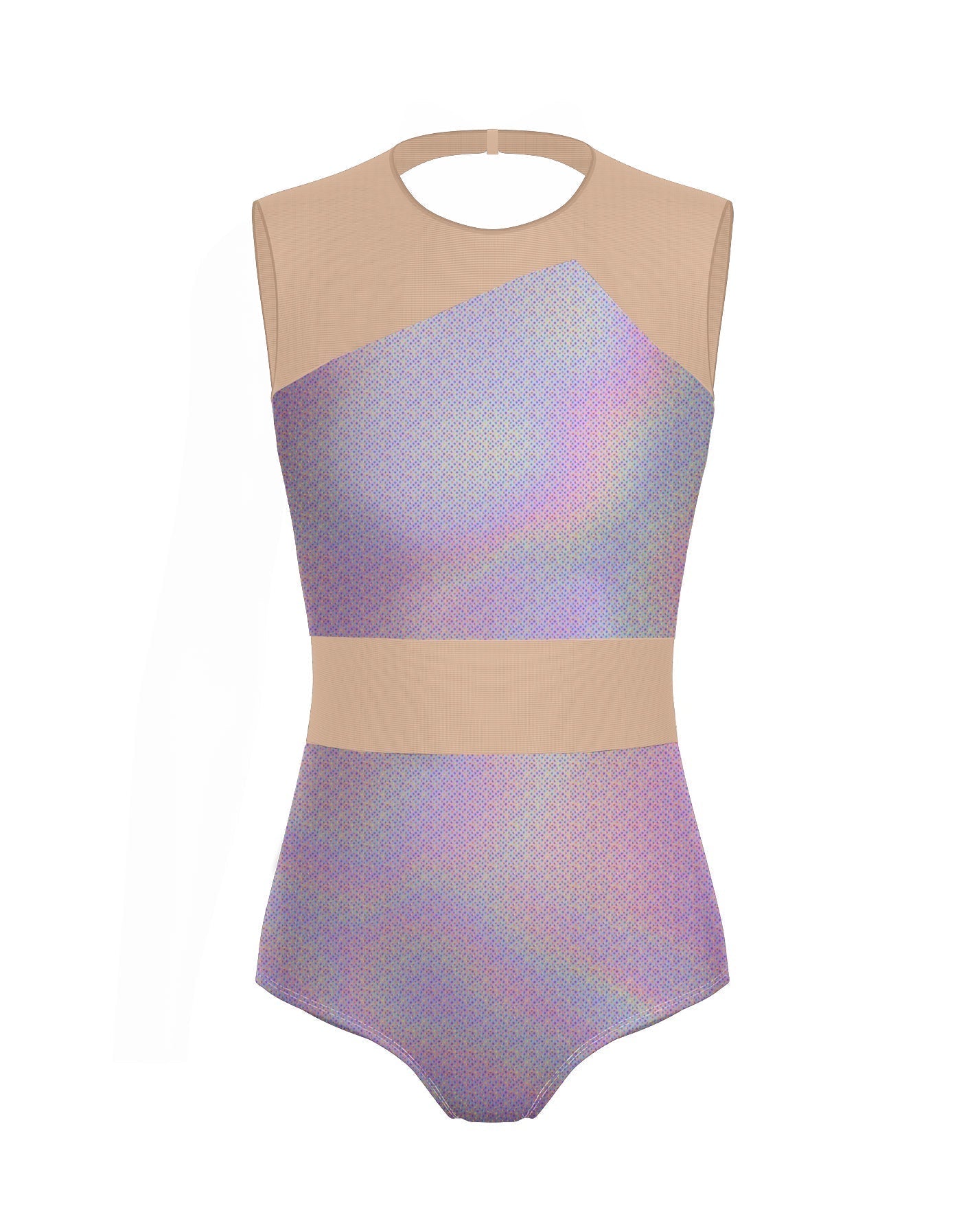 Hologram Defined Leotard Nude Mesh