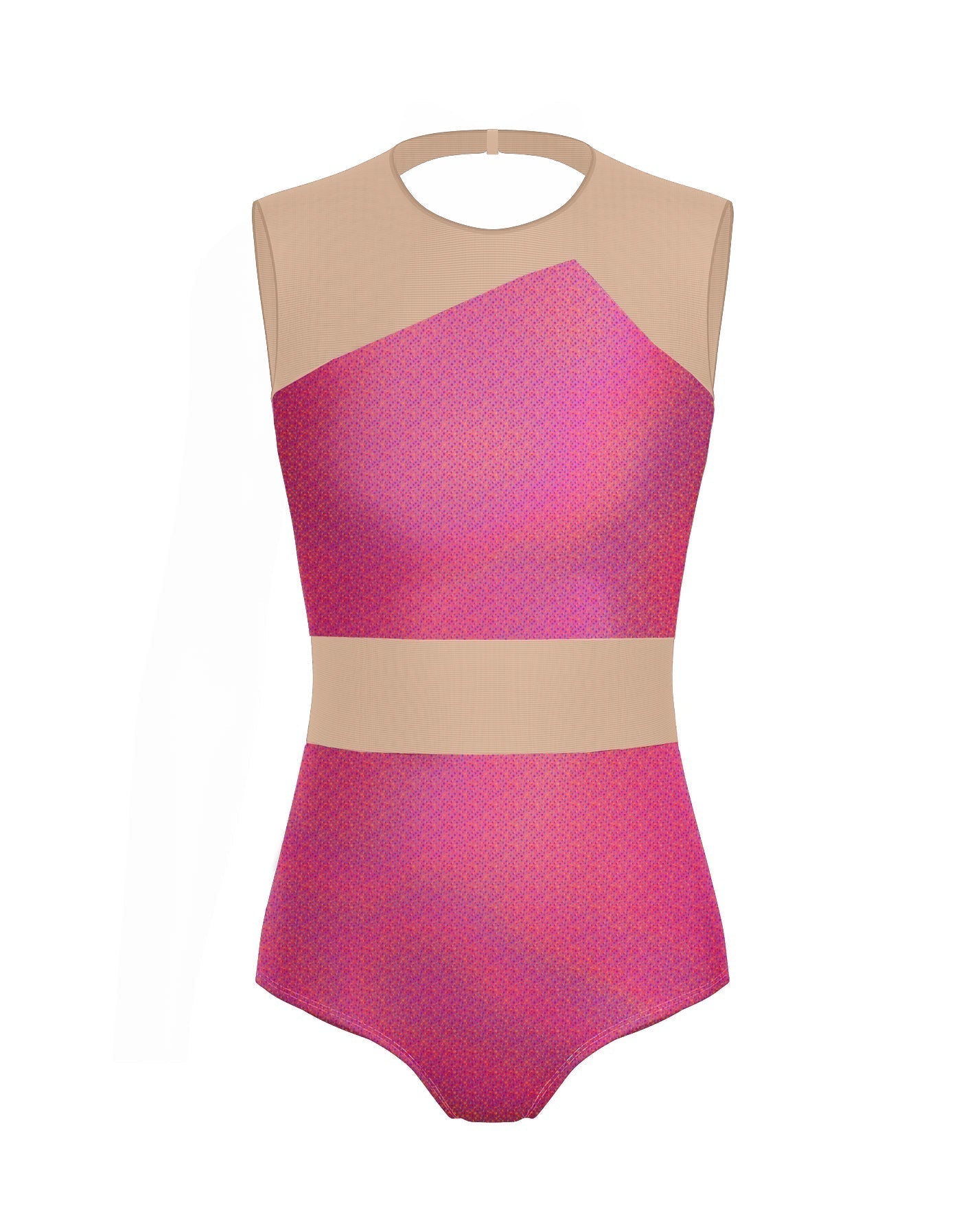 Hologram Defined Leotard Nude Mesh