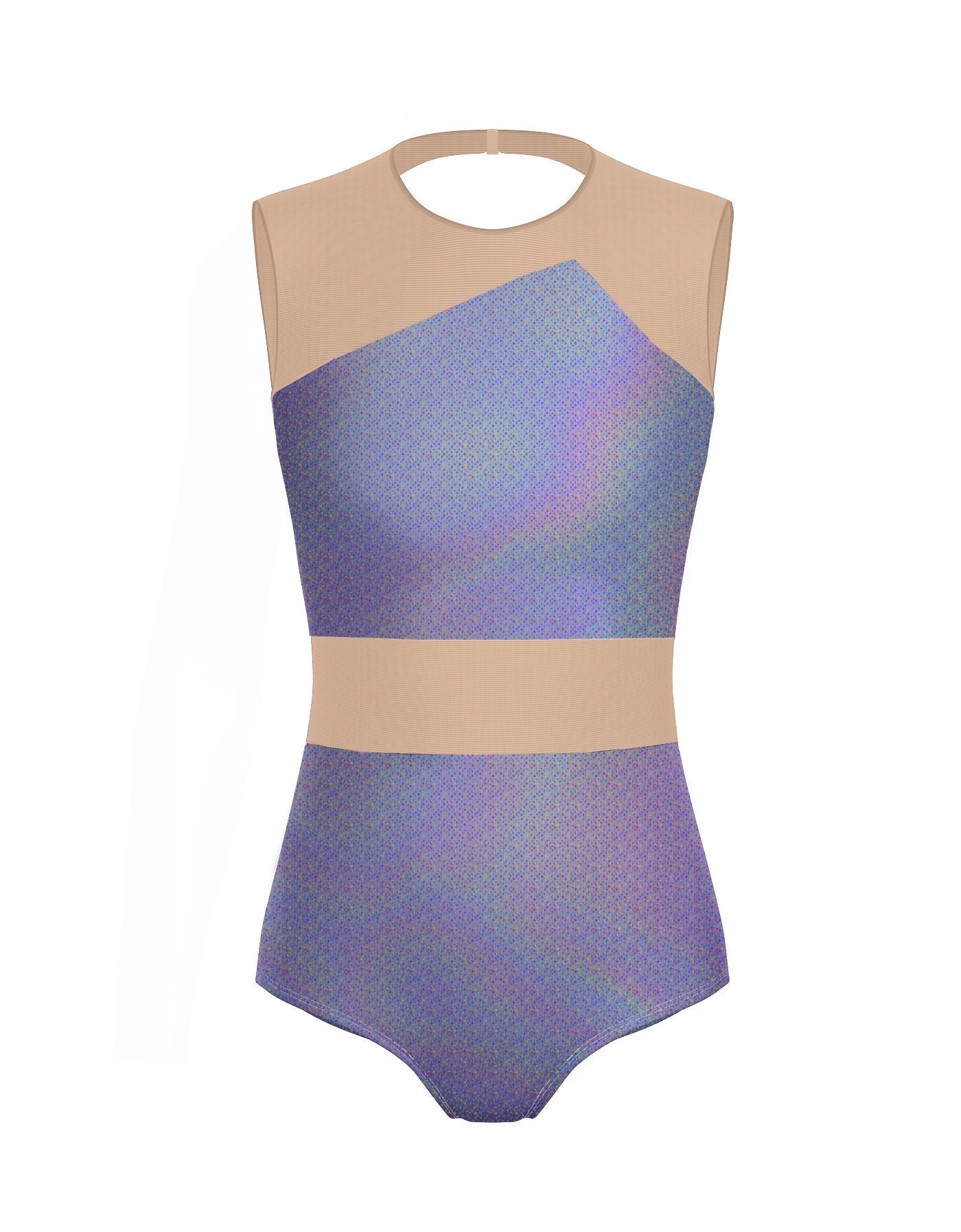 Hologram Defined Leotard Nude Mesh